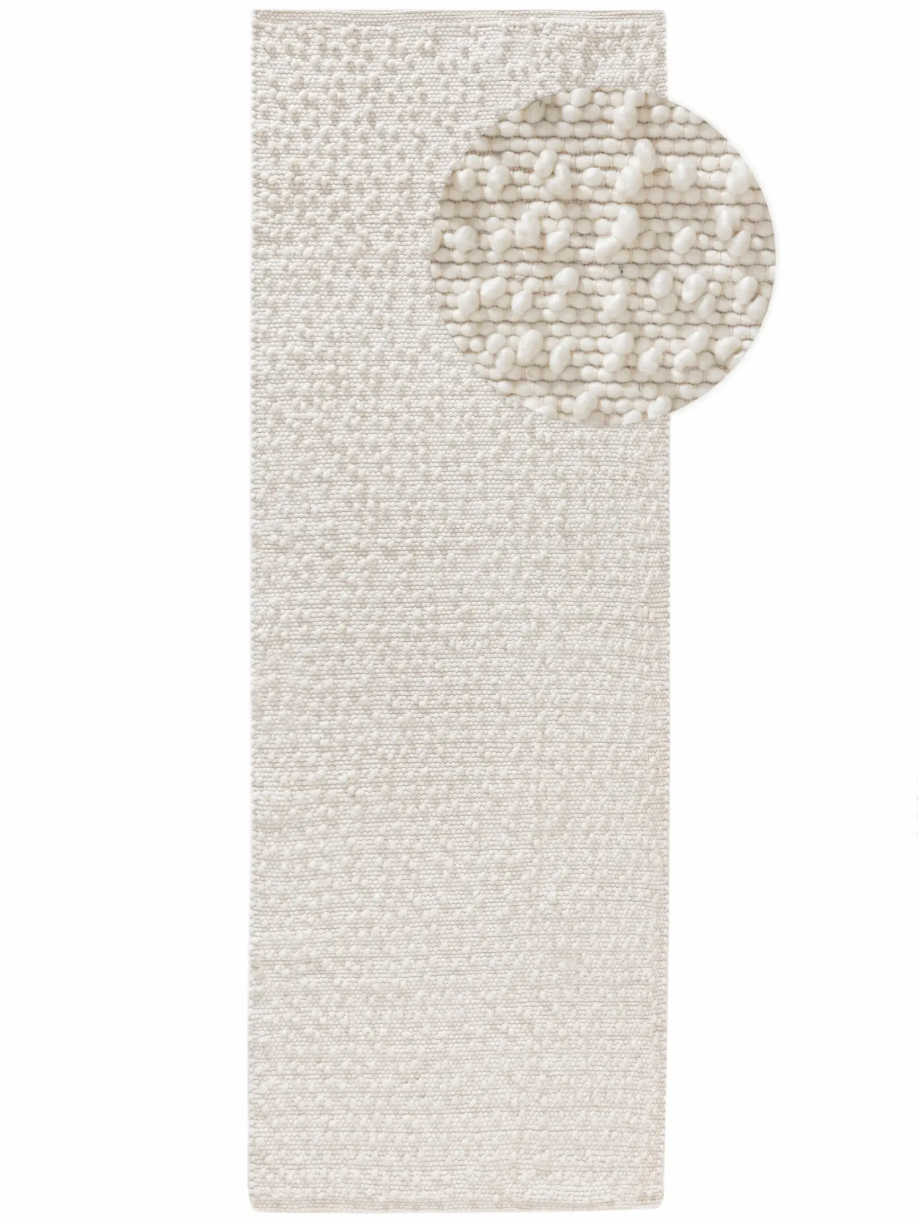 Teppich aus 70% Wolle, 15% Jute, 15% Baumwolle in Beige mit 70% Wolle, 15% Jute, 15% Baumwolle hohem Flor von benuta Pure