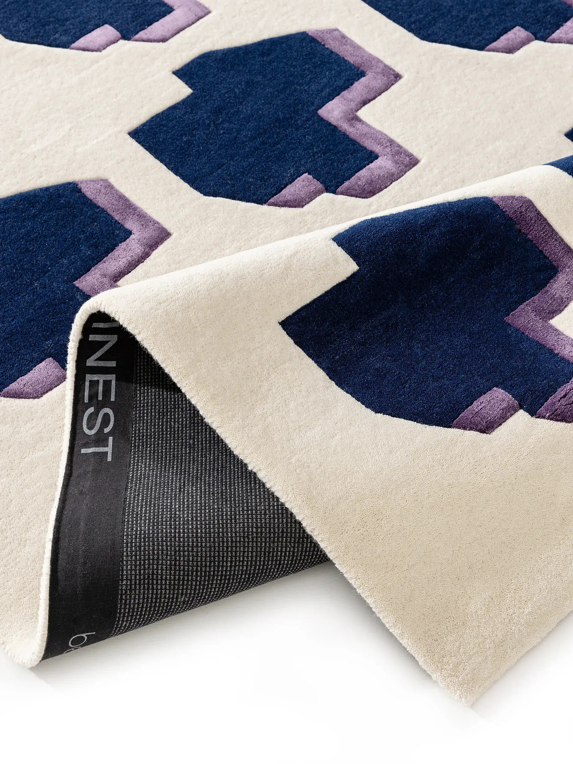 Tæppe af 90% Uld, 10% Lyocell (Tencel™) i Blå med 90% Uld, 10% Lyocell (Tencel™) høj luv fra benuta Finest