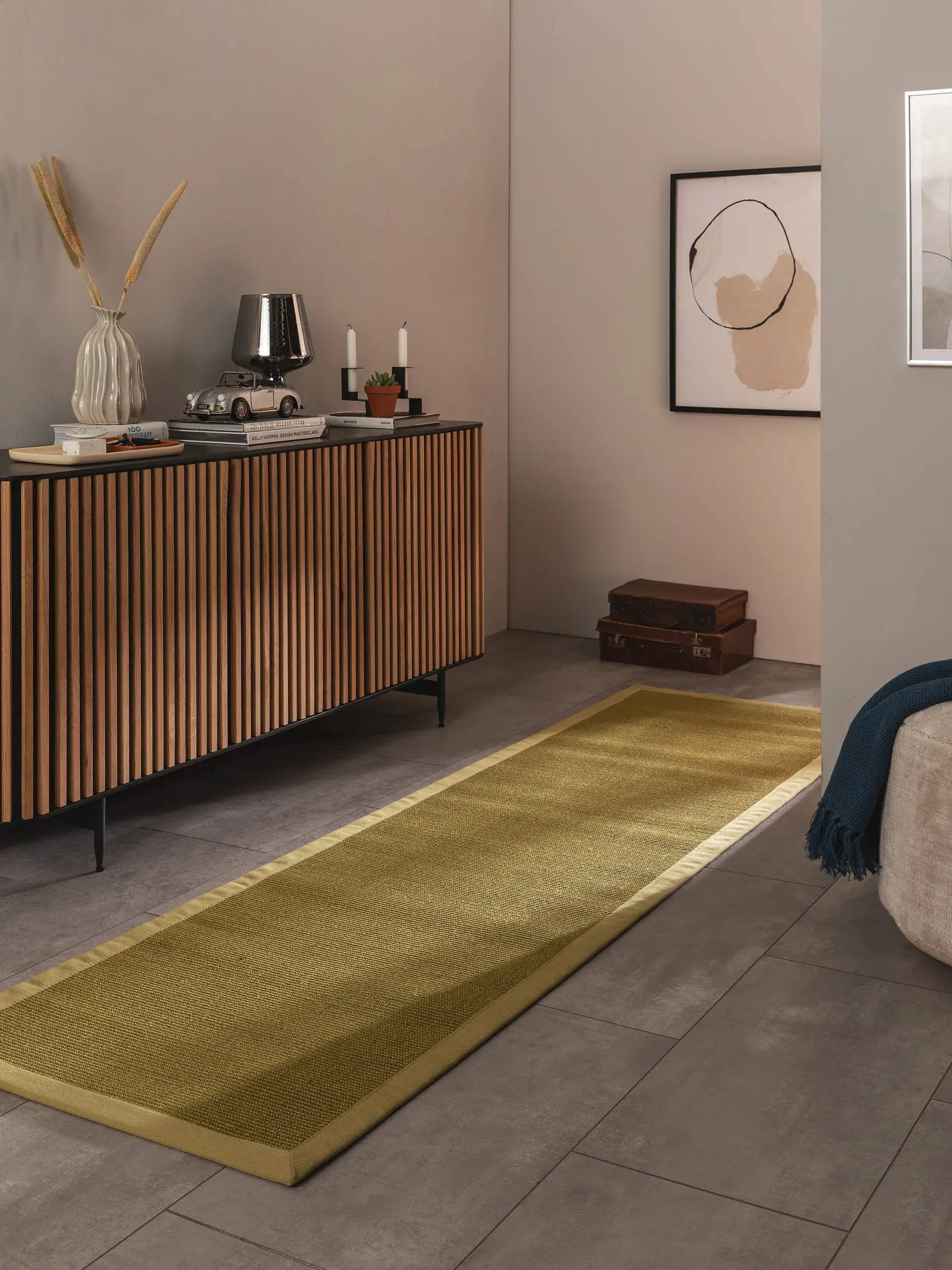 Teppich aus 100% Sisal in Grün mit 100% Sisal hohem Flor von benuta Nest