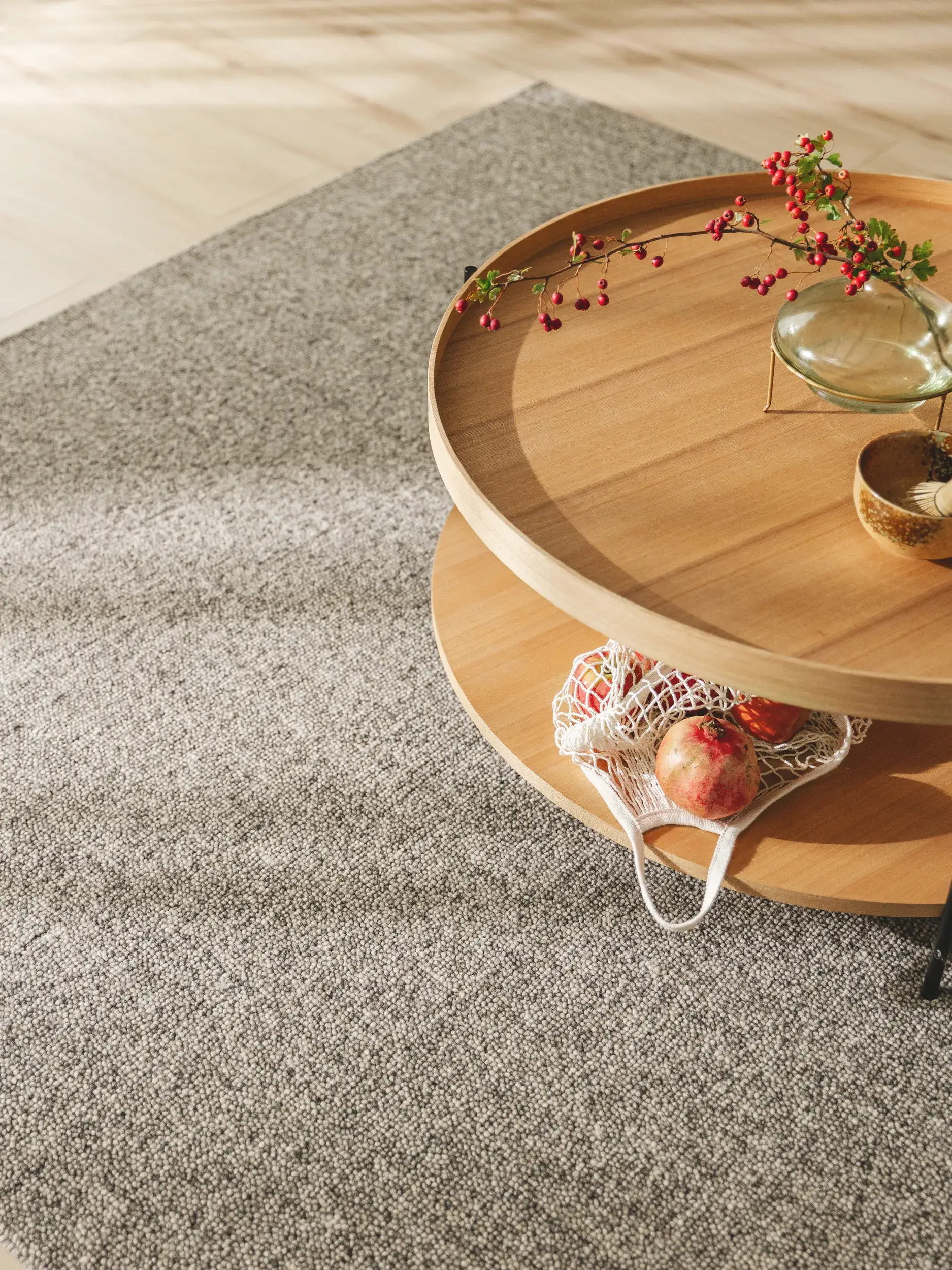 Teppich aus 80% Wolle, 20% Baumwolle in Grau mit 80% Wolle, 20% Baumwolle hohem Flor von benuta Pure