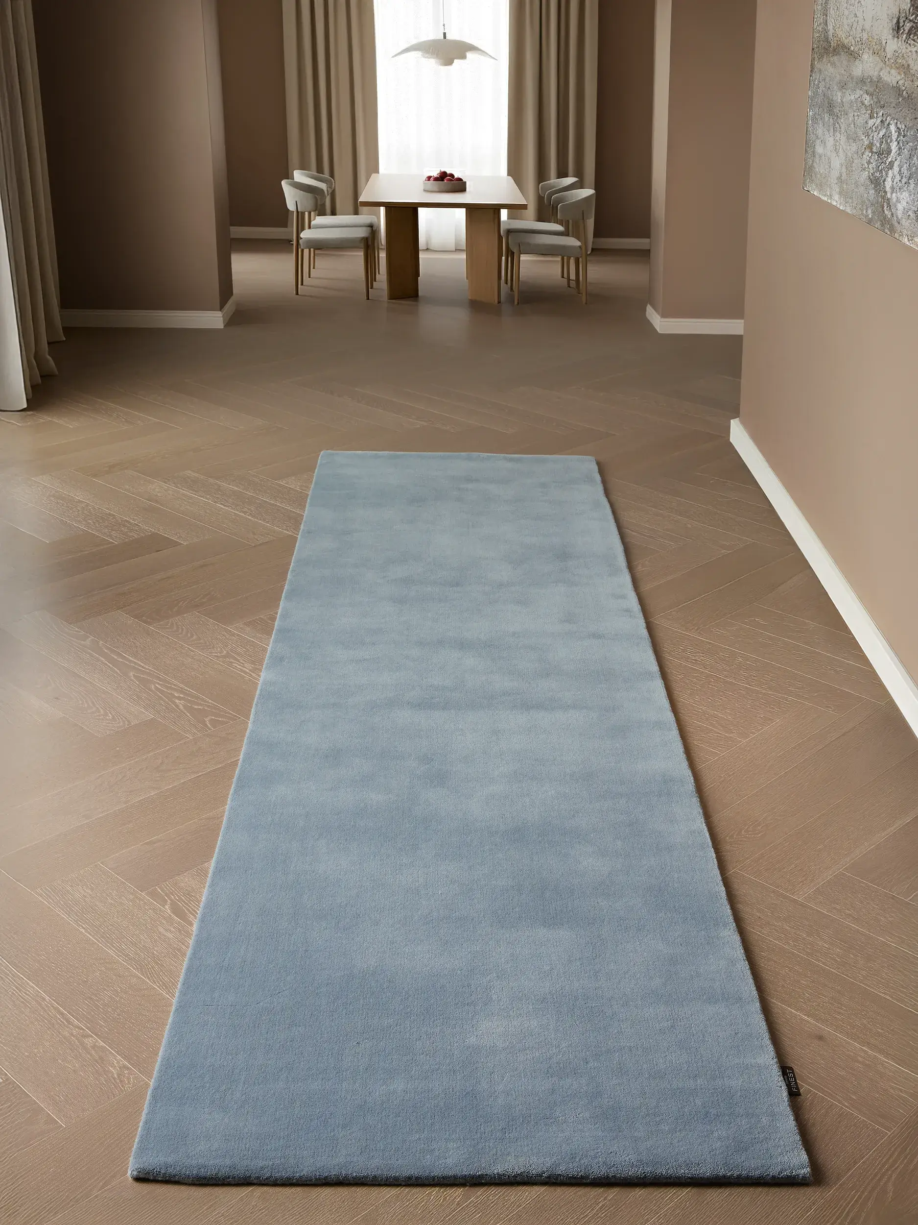 Teppich Mono aus 100% Wolle (aus Neuseeland) in Blau von benuta Finest