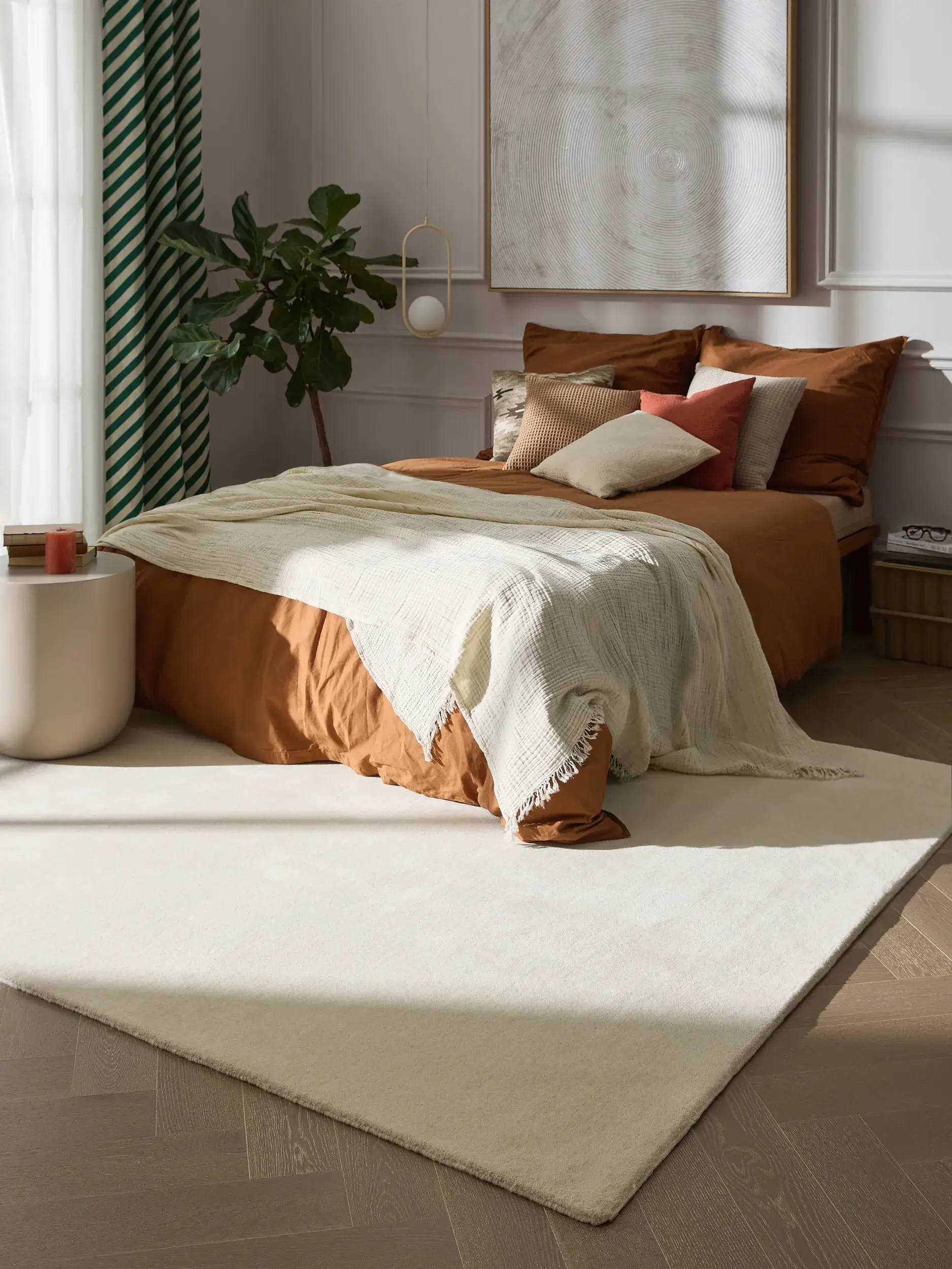 Teppe av 100% Wolle i Beige med 100% Wolle høy lugg fra benuta Pure