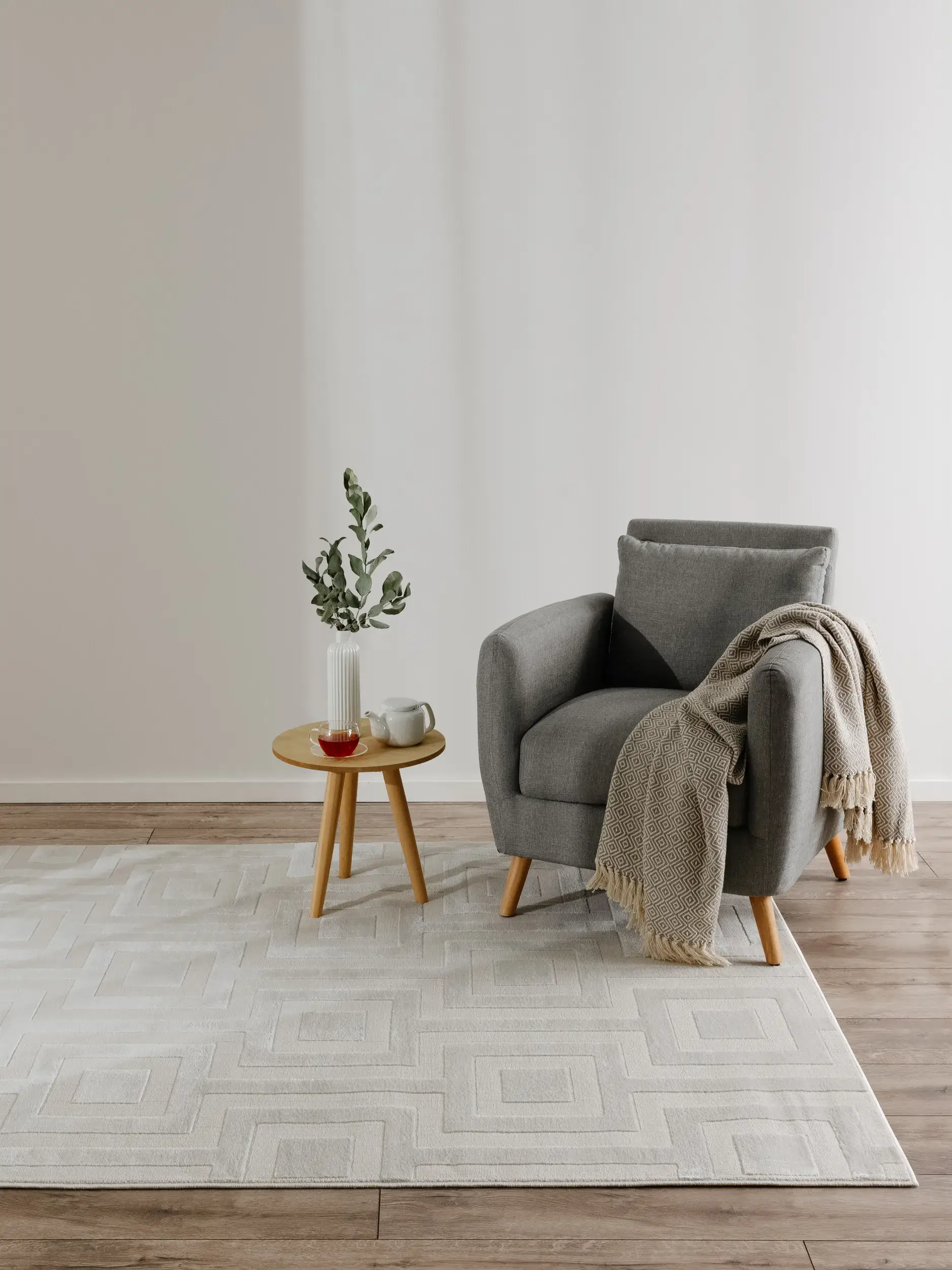 Teppe av 60% Polyester, 40% Polypropylen i Beige med 60% Polyester, 40% Polypropylen høy lugg fra benuta Basic