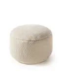 Handmade Wool Pouf Rocco White