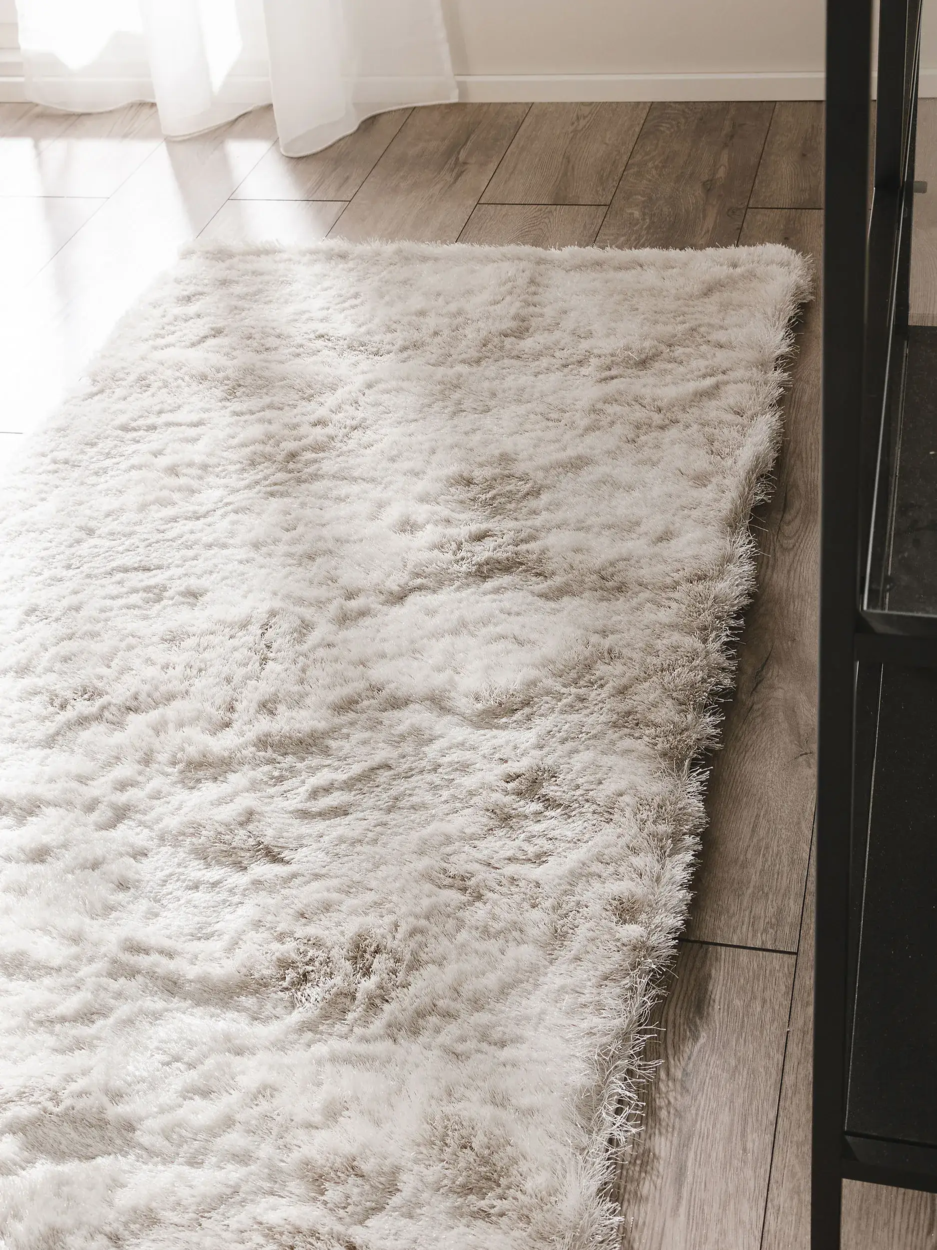 Rug made of 100% Polyester in Beige with a 100% Polyester high pile by benuta Nest