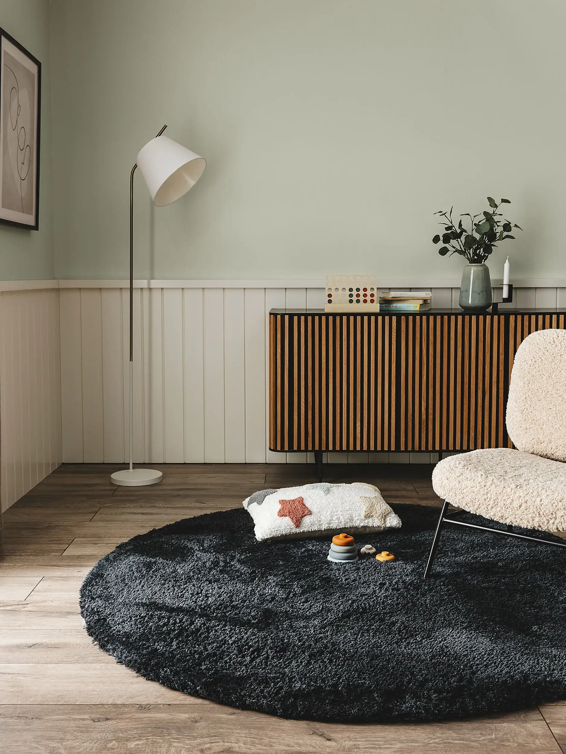 Teppich aus 100% Polyester in Grau mit 100% Polyester hohem Flor von benuta Nest