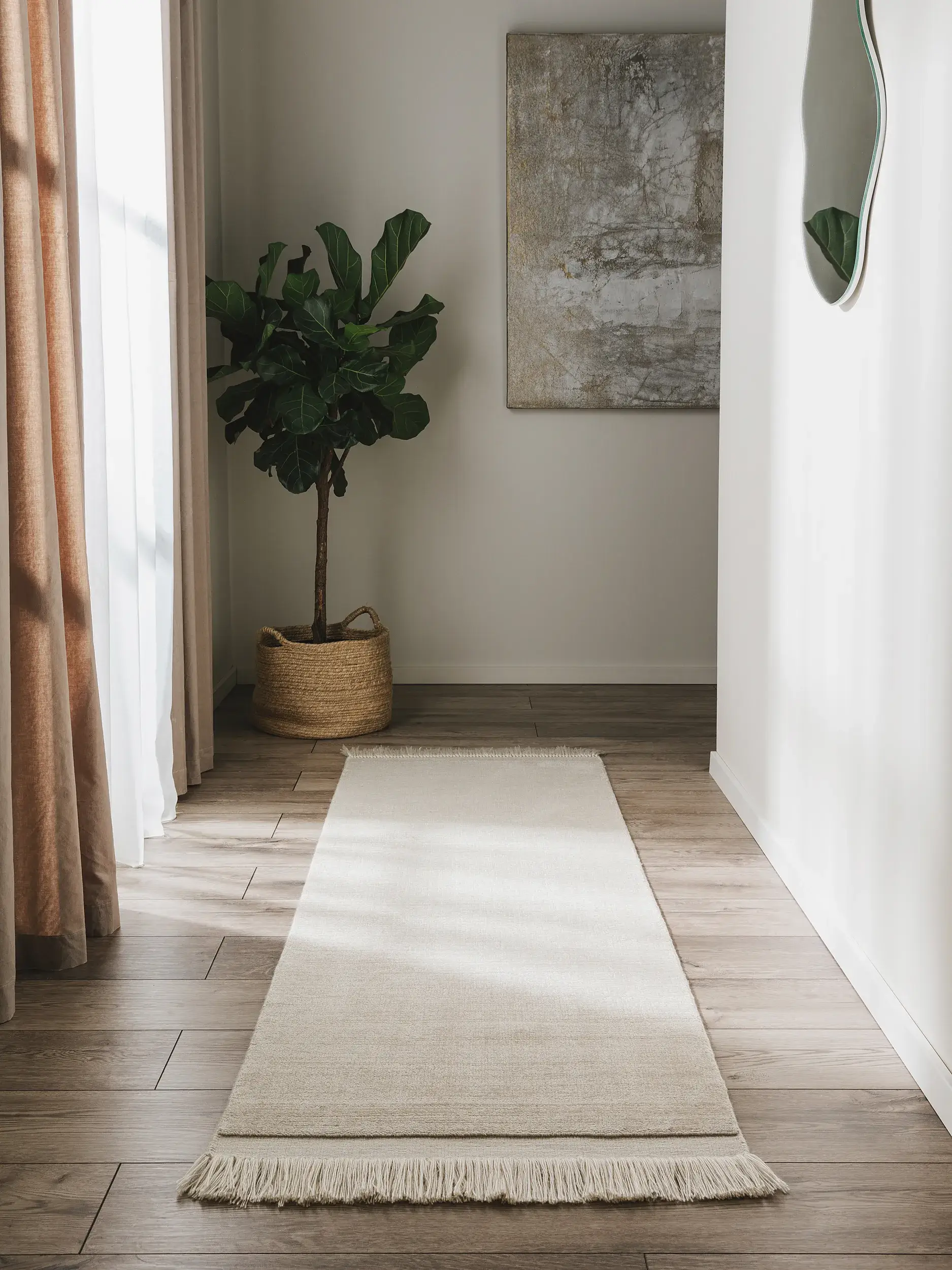 Teppich Jade aus 80% Polyester, 20% Baumwolle in Beige von benuta Pure