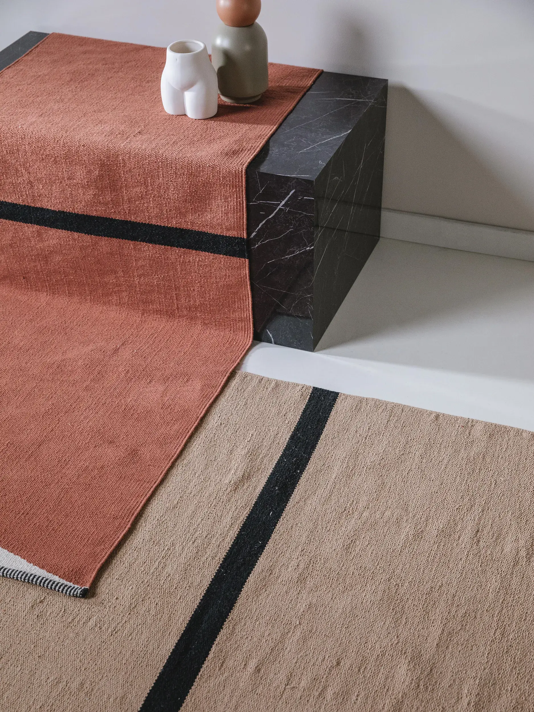 Tapis en 100% Coton en Marron avec une pile de 100% Coton de hauteur de benuta POP