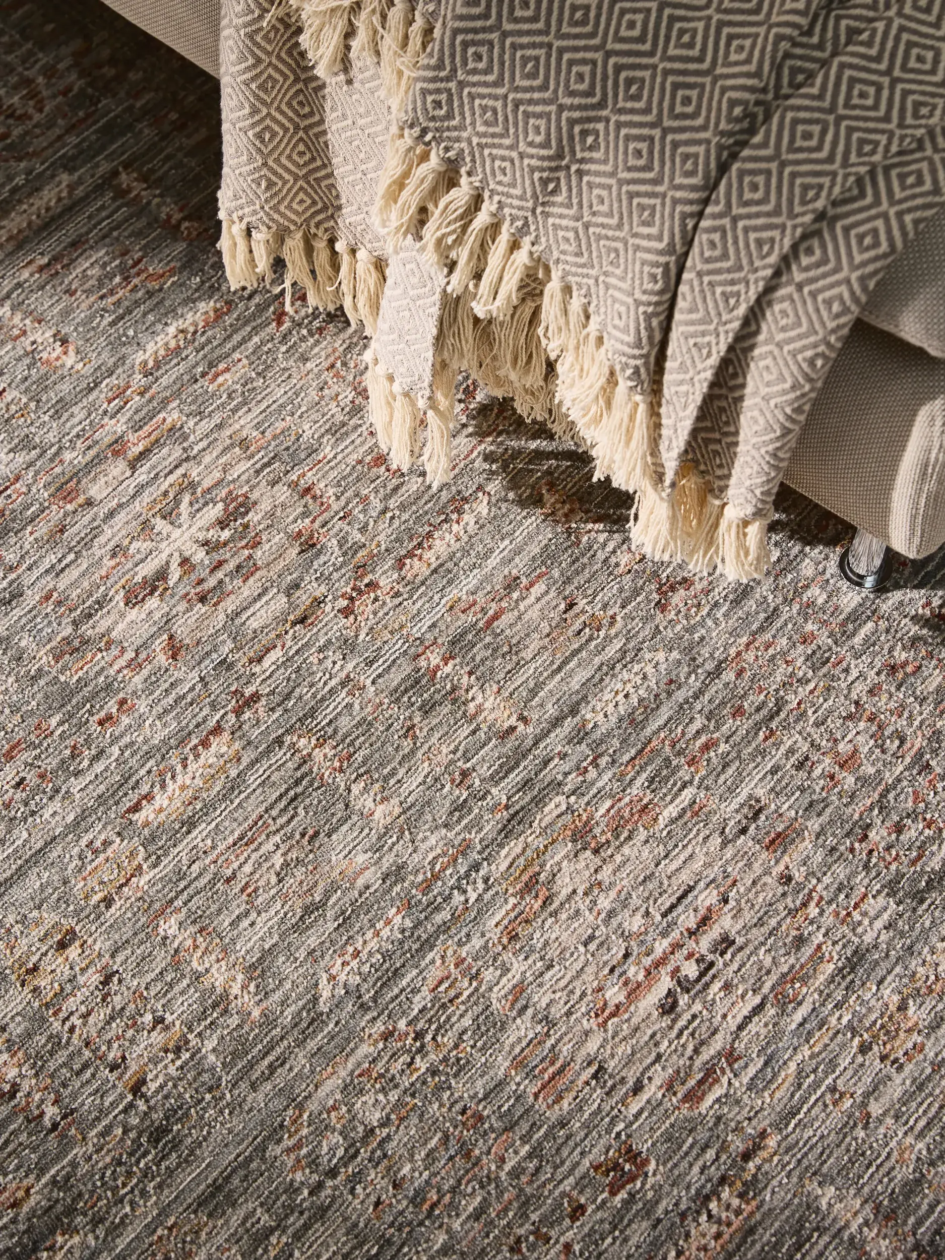 Rug made of 100% Polyester in Grey with a 100% Polyester high pile by benuta Nest