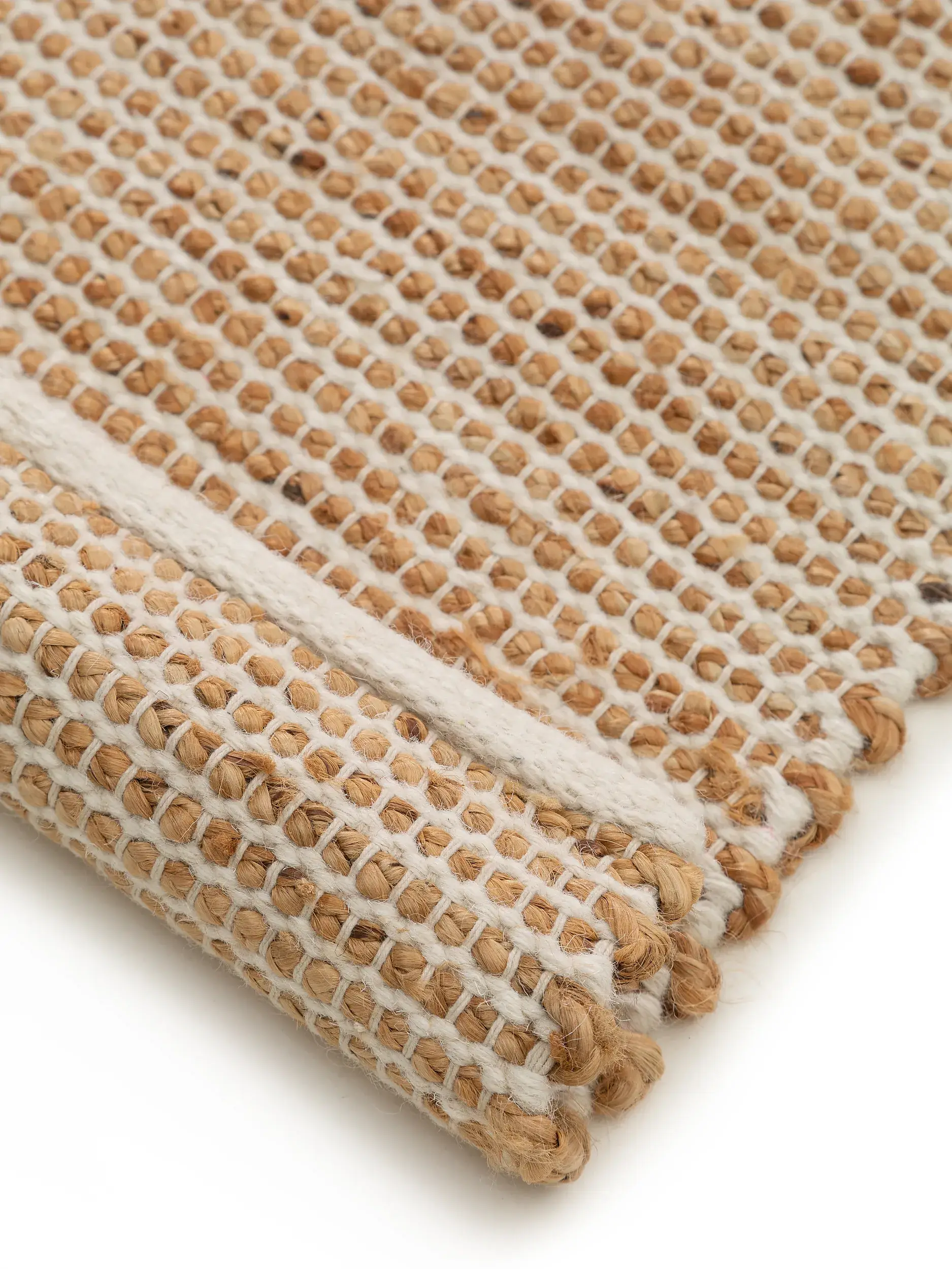 Matta av 70% Jute, 20% Ull, 10% Bomull i Beige med 70% Jute, 20% Ull, 10% Bomull hög lugg från benuta pure