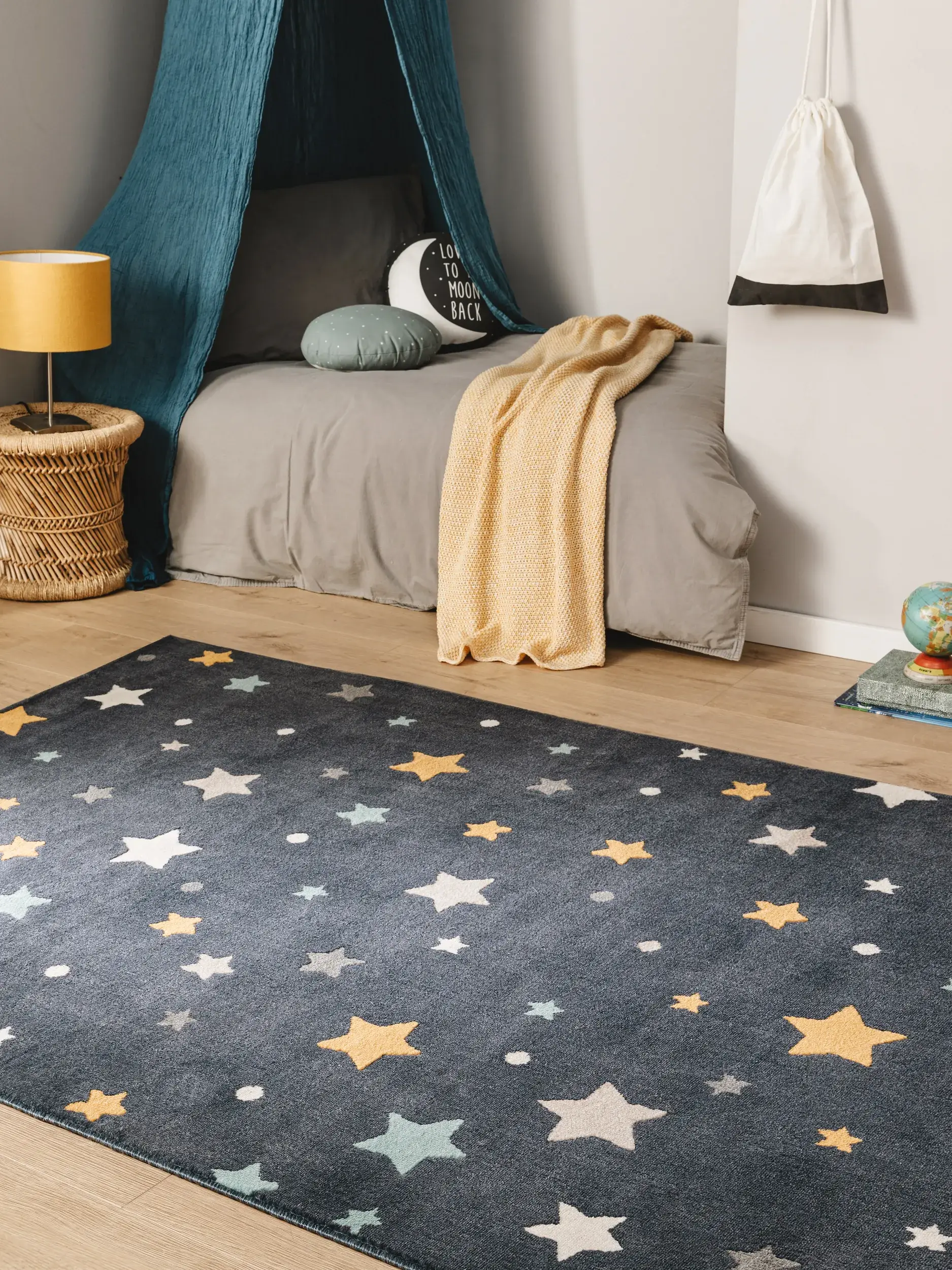 Teppich aus 100% Polypropylen in Blau mit 100% Polypropylen hohem Flor von Lytte