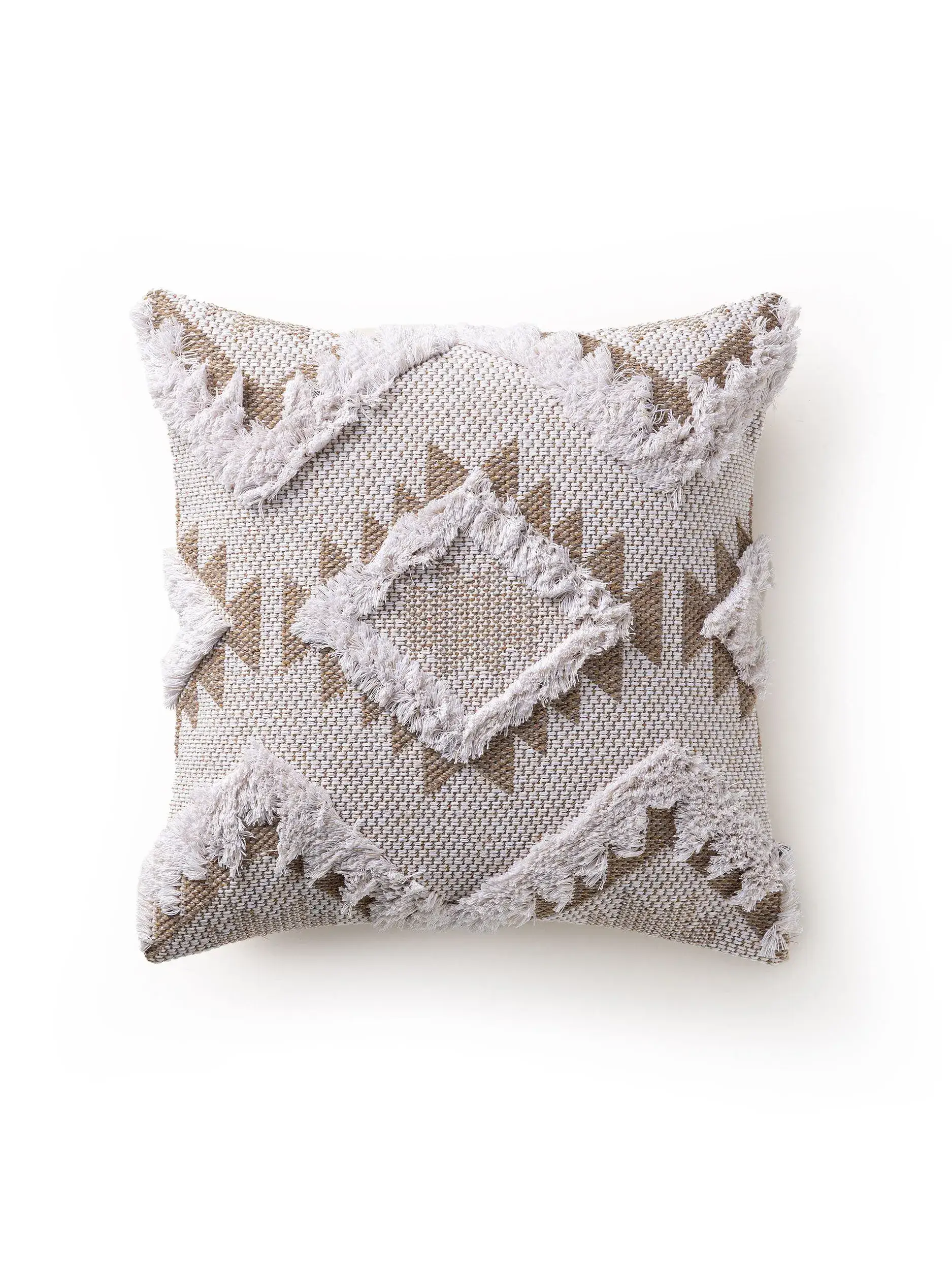 Cushion Cover Osby Cream/Taupe in Geometric design made of 100% Cotton by benuta Pop
