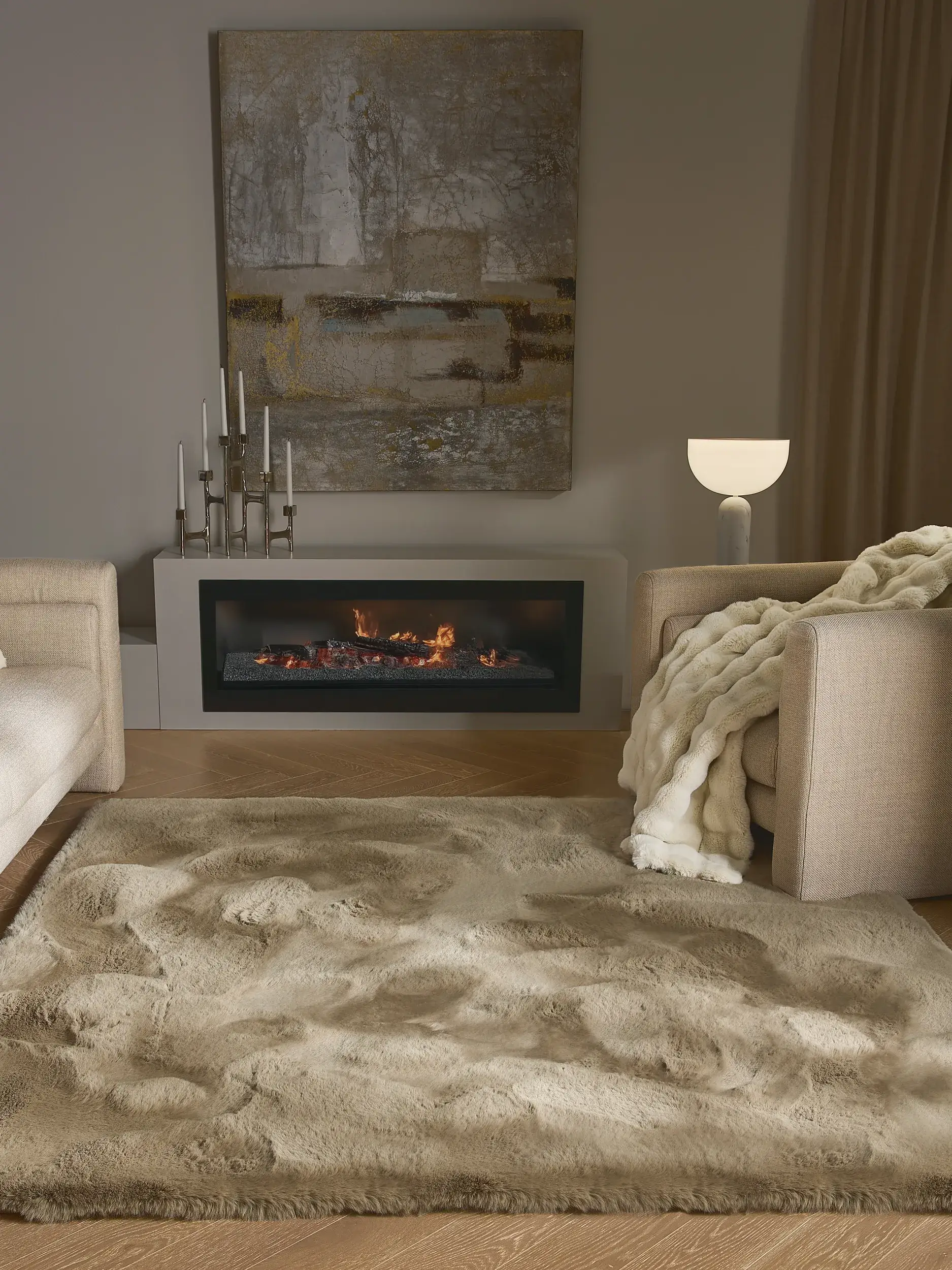 Tapete Lux de 100% Poliéster em Taupe da benuta Finest