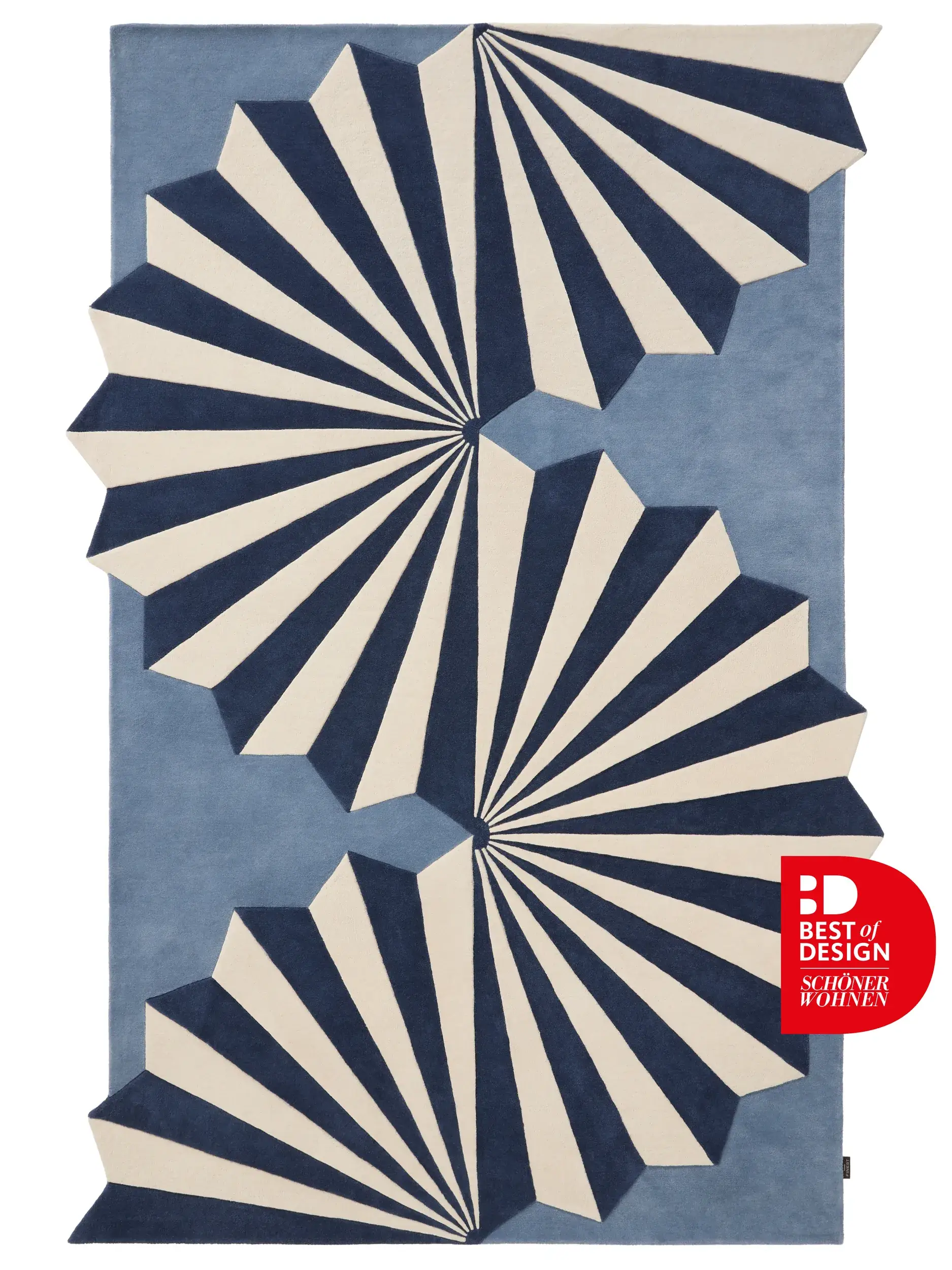 Rug made of 100% Wool (from New Zealand) in Blue with a 100% Wool (from New Zealand) high pile by benuta Finest