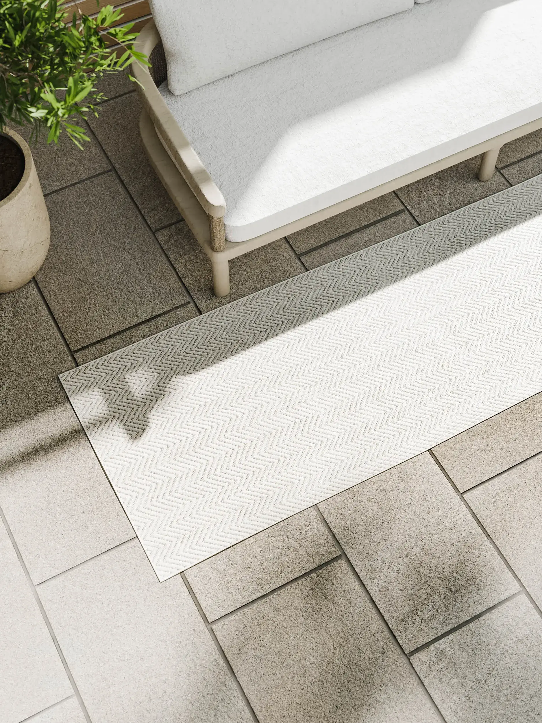 Rug made of 100% Polypropylen in White with a 100% Polypropylen high pile by benuta Basic