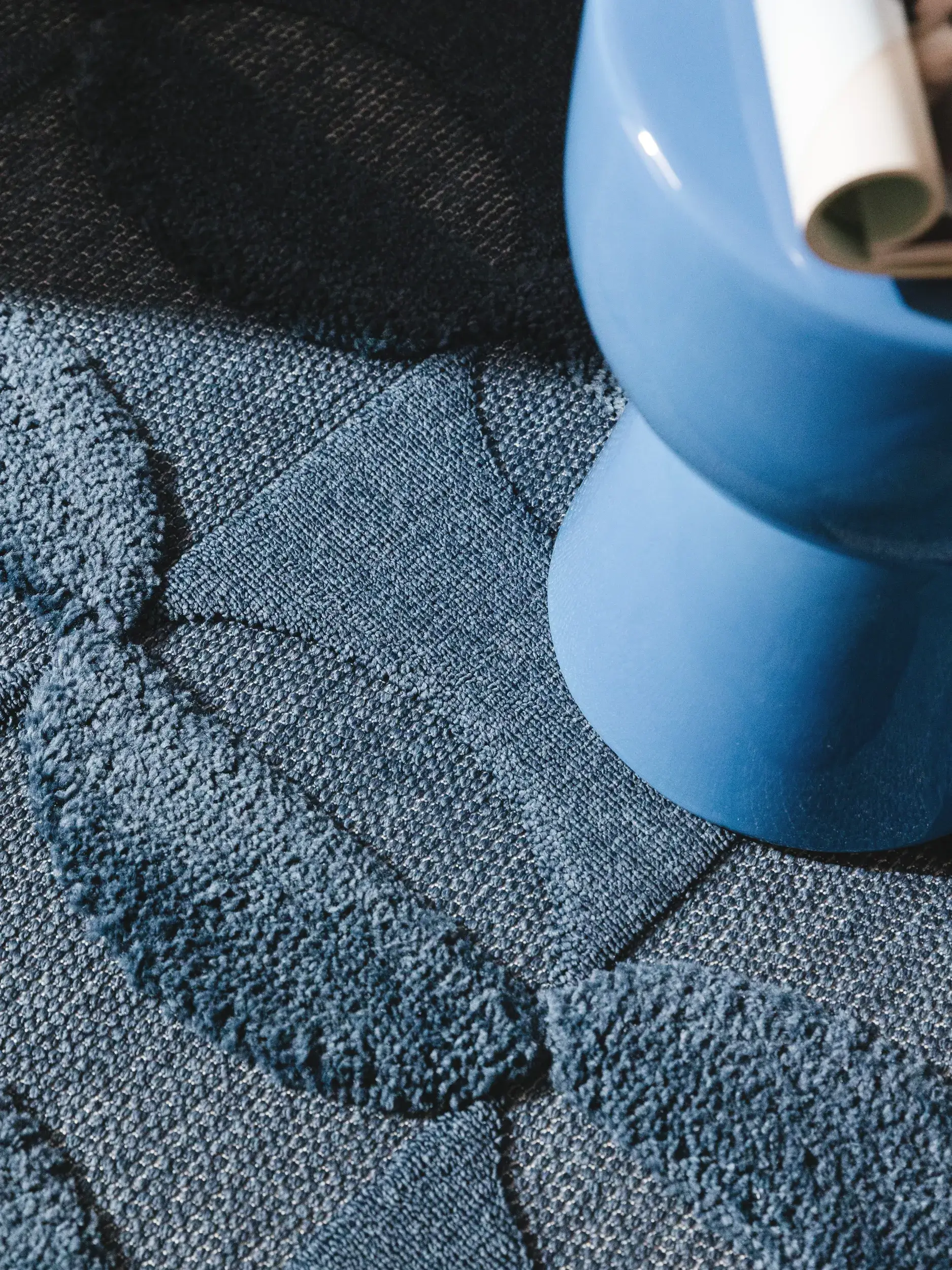 Teppich aus 100% Polypropylen in Blau mit 100% Polypropylen hohem Flor von benuta Pop