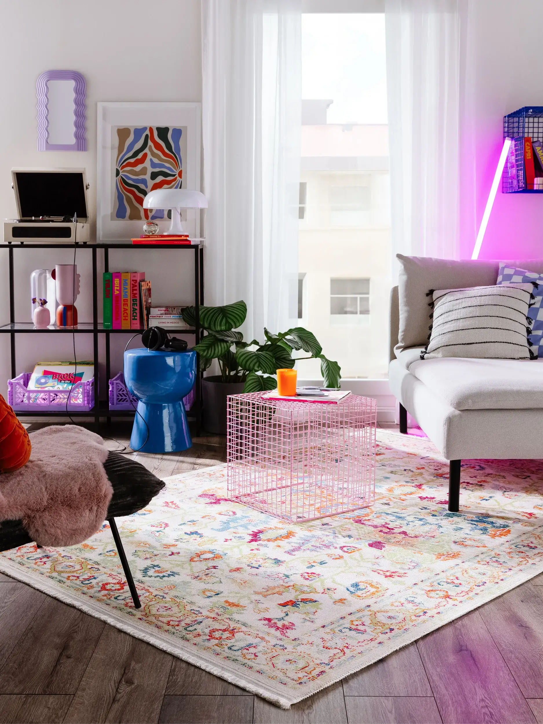 Teppich aus 70% Polyester, 30% Baumwolle in Multicolor mit 70% Polyester, 30% Baumwolle hohem Flor von benuta Pop