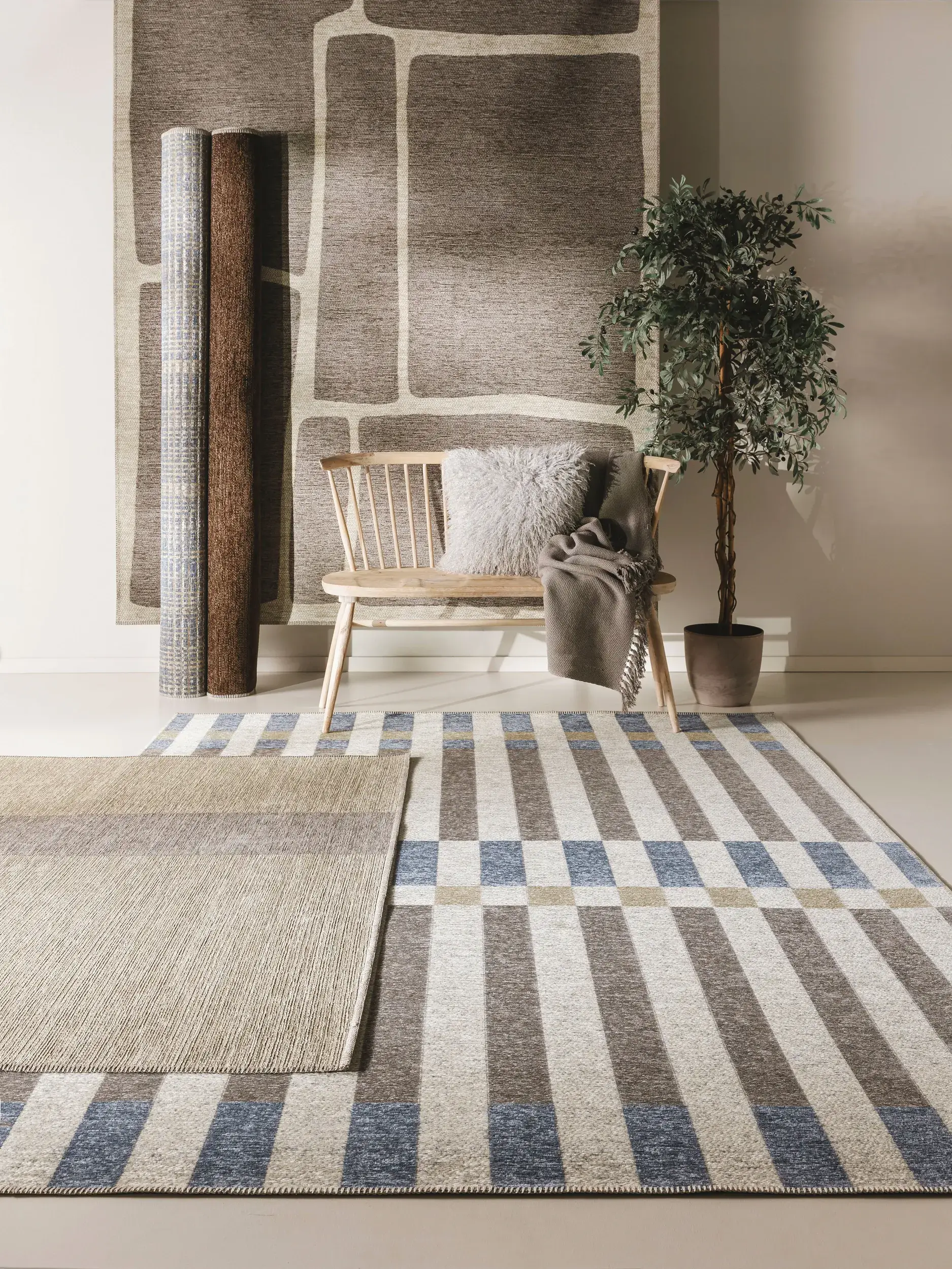 Teppich aus 100% Polyester (recyceltes PET) in Multicolor mit 100% Polyester (recyceltes PET) hohem Flor von benuta Nest
