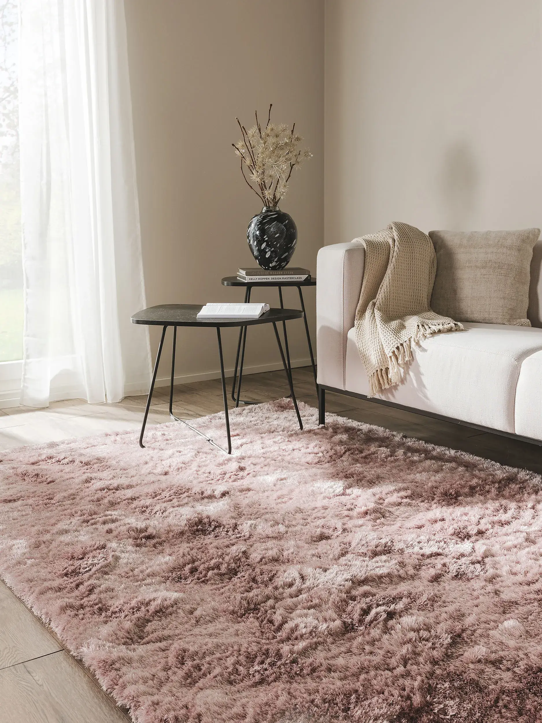 Teppe av 100% Polyester i Rosa med 100% Polyester høy lugg fra benuta Nest