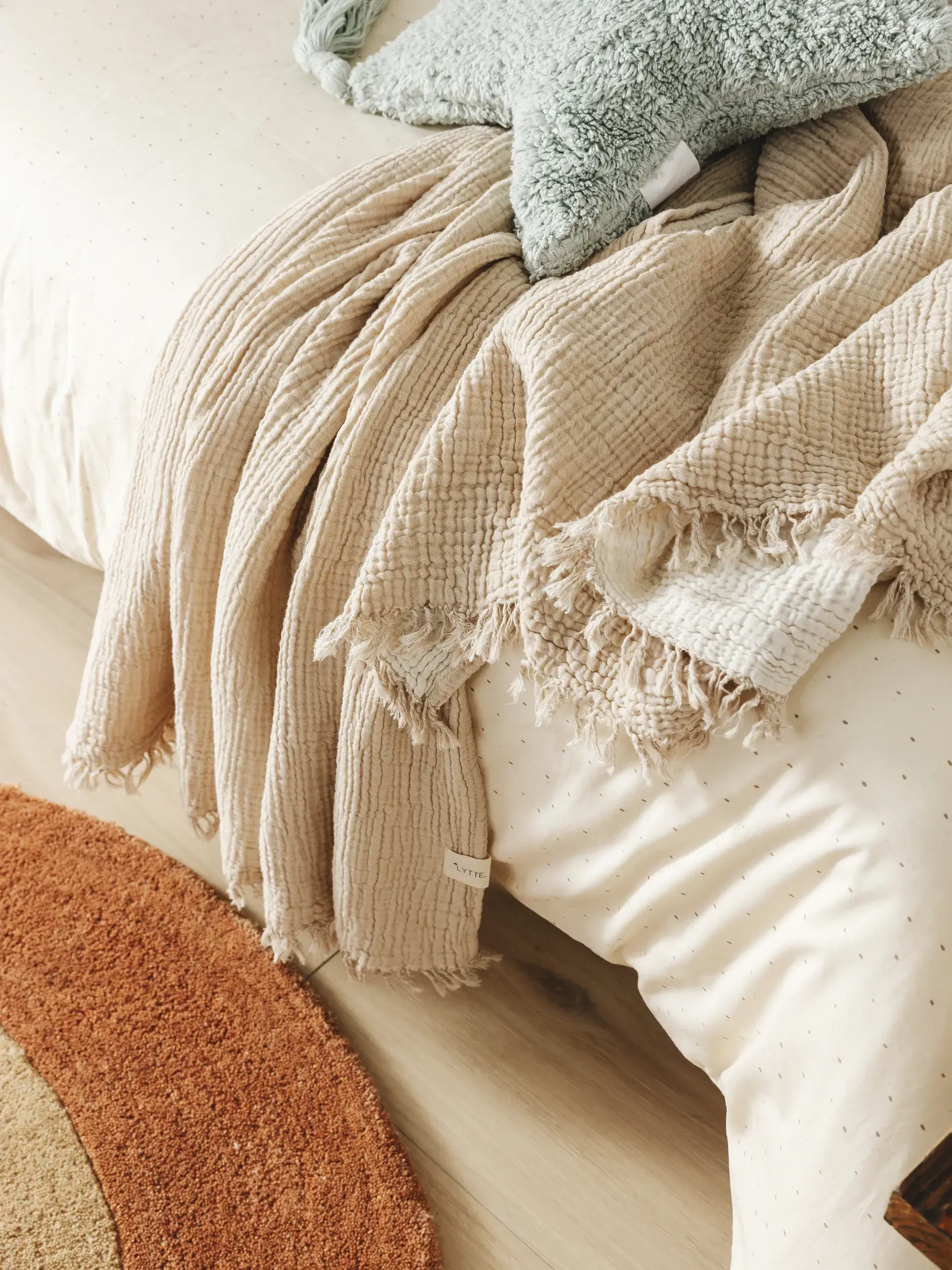 Baumwolldecke Lilo Cream/Beige im Design Einfarbig aus  von Lytte