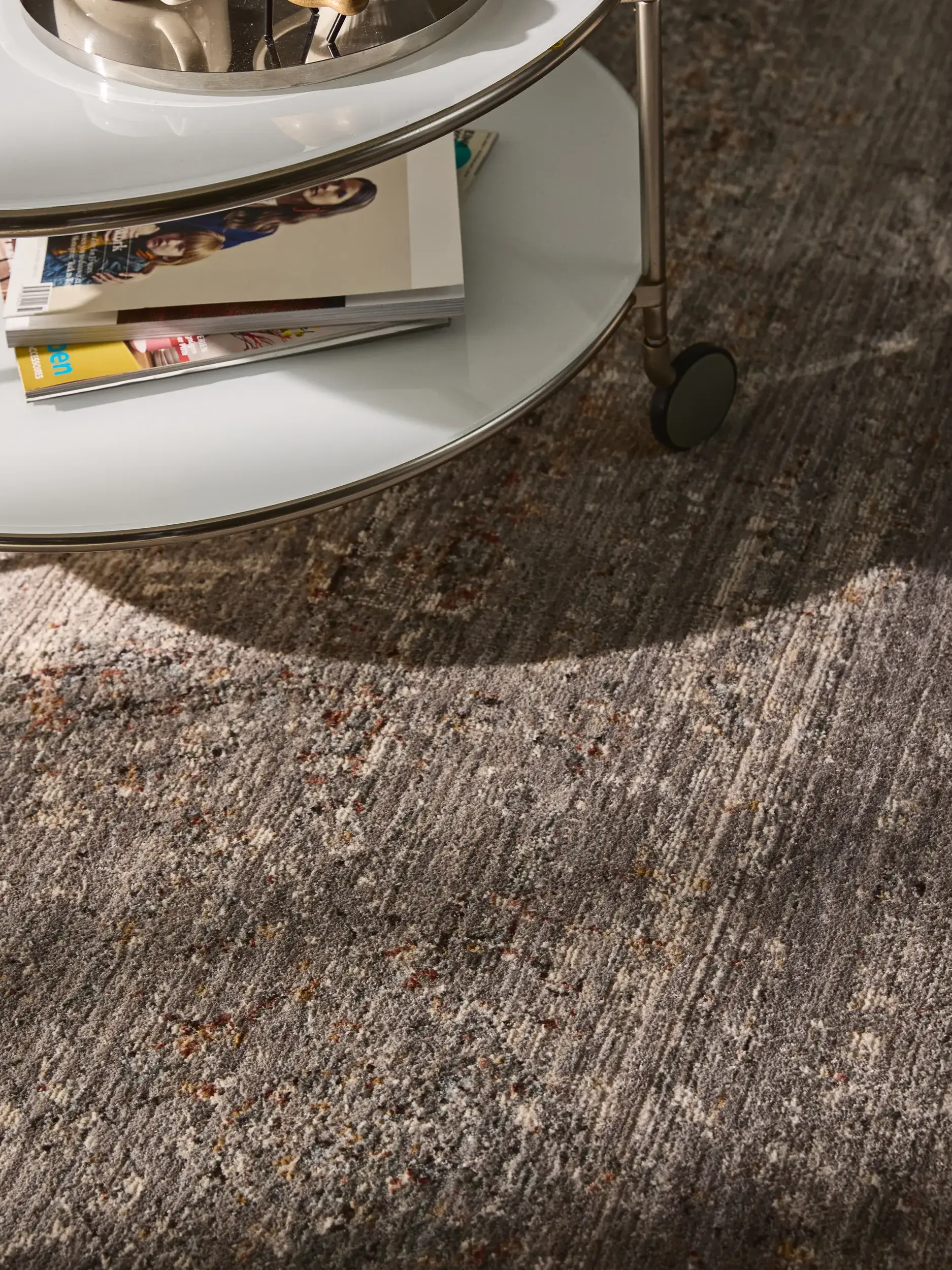 Teppich aus 100% Polyester in Grau mit 100% Polyester hohem Flor von benuta Nest
