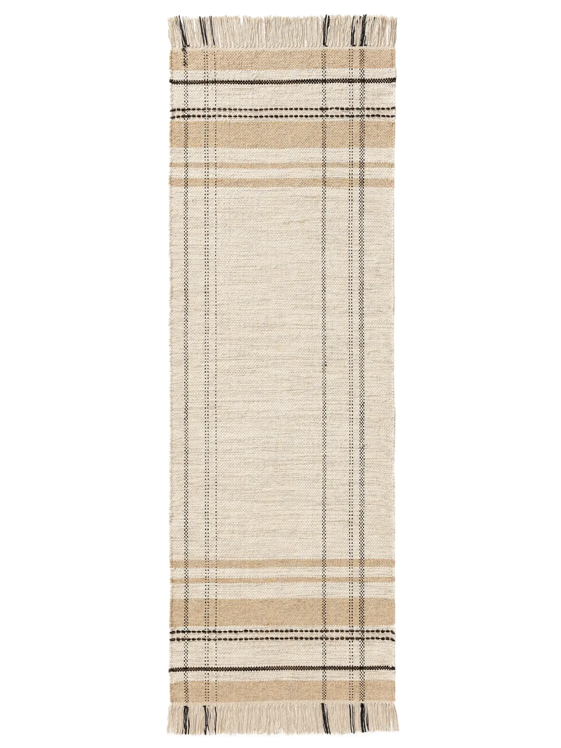 Tapijt van 70% Wol, 30% Katoen in Beige met een 70% Wol, 30% Katoen hoge pool van benuta POP