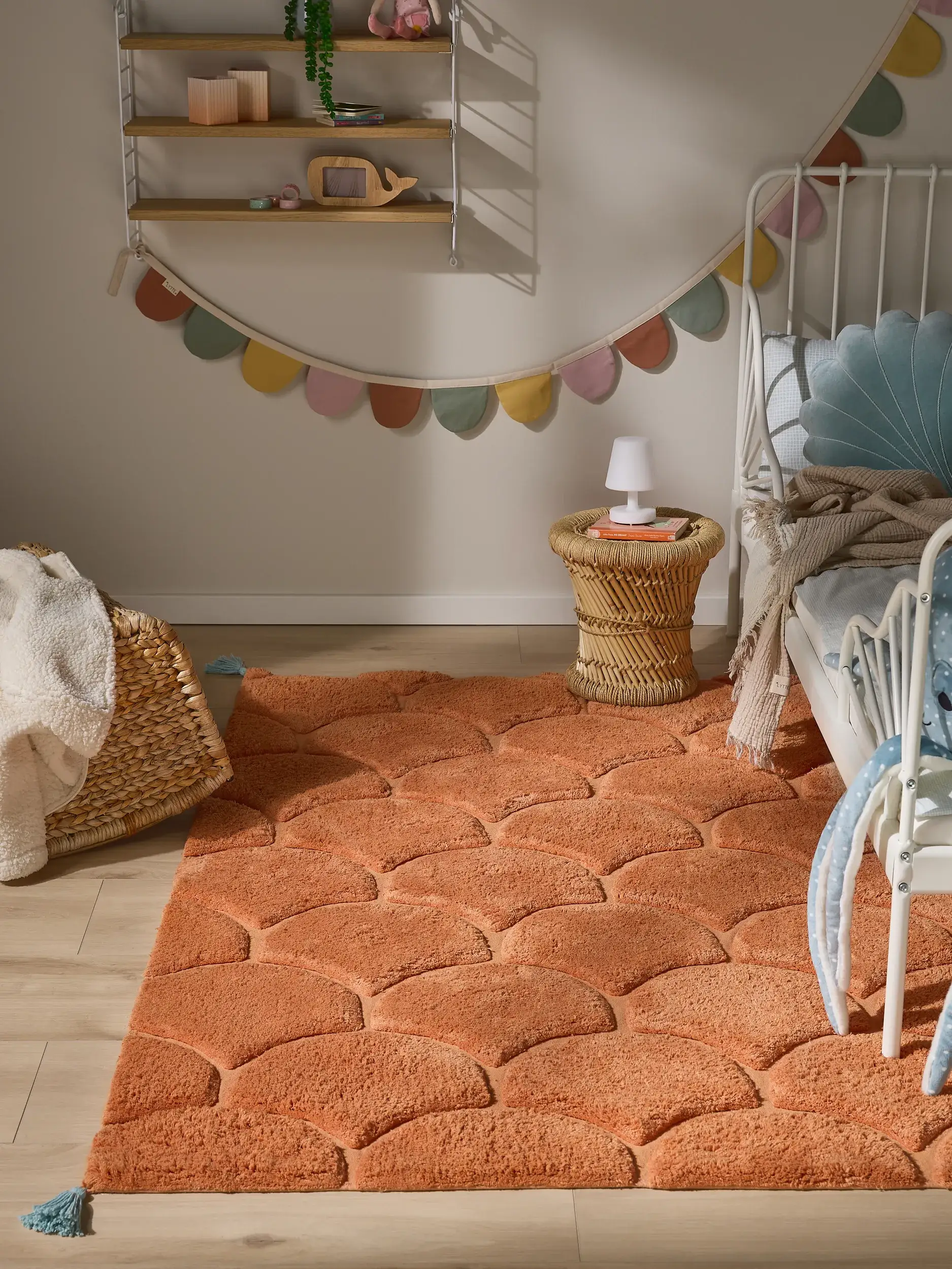 Teppich aus 100% Recycelte Baumwolle in Orange mit 100% Recycelte Baumwolle hohem Flor von Lytte