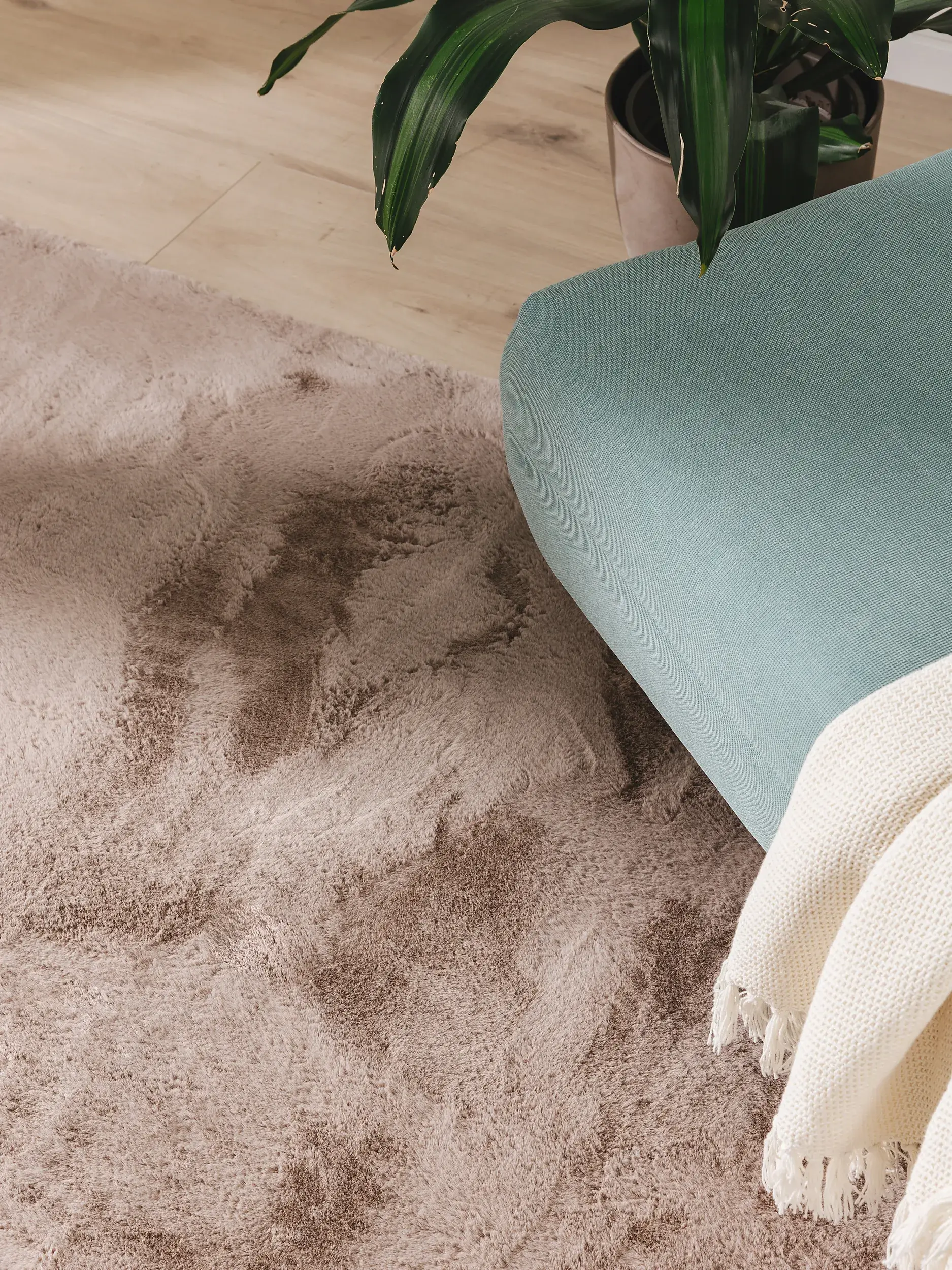 Tapete de 100% Polyester em Taupe com pelo de 100% Polyester de altura da benuta Basic