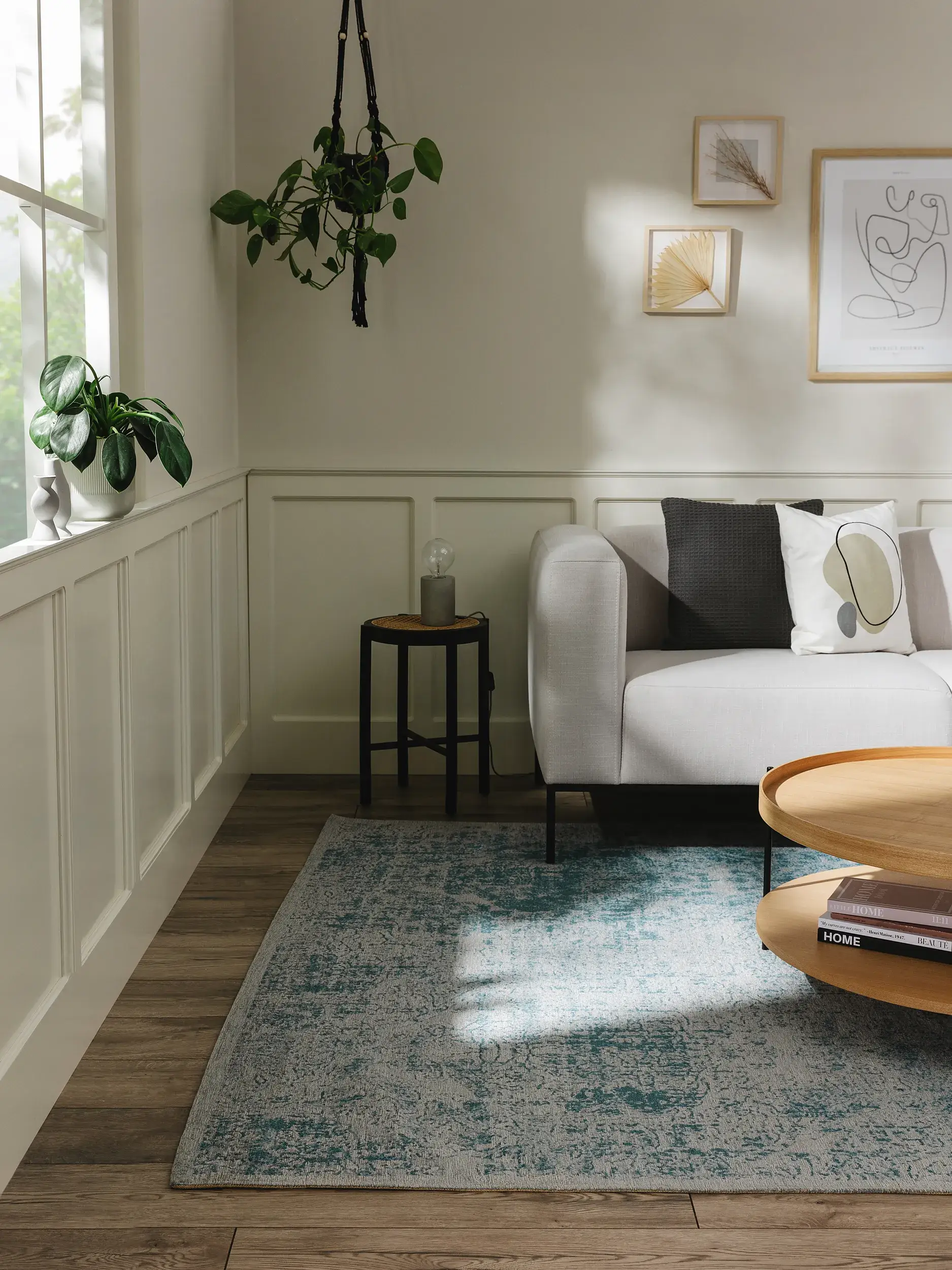 Teppich Frencie aus 55% Polyacryl, 27% Polyester, 17% Baumwolle, 1% Latex in Blau von benuta Nest