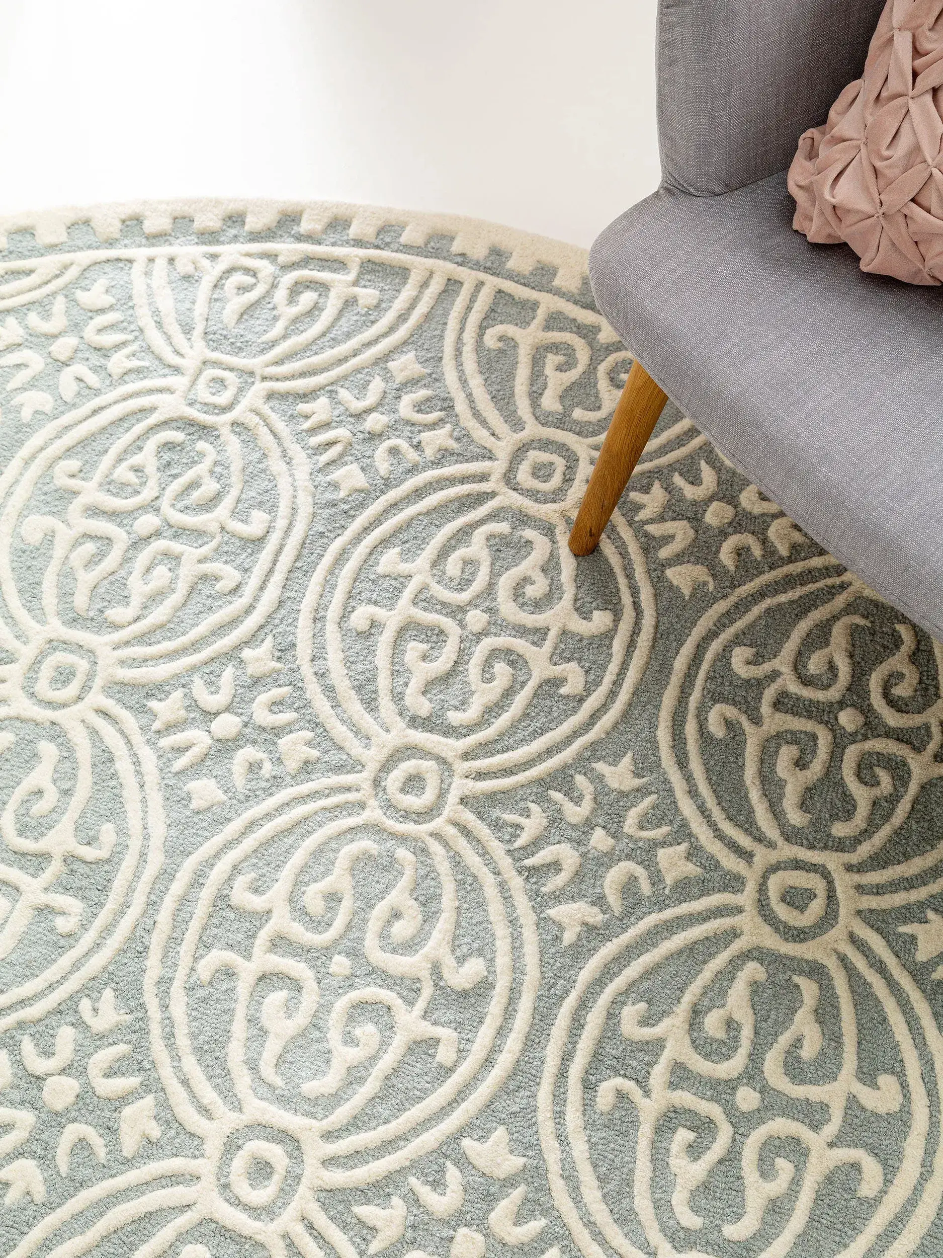 Teppich aus 100% Wolle in Blau mit 100% Wolle hohem Flor von benuta