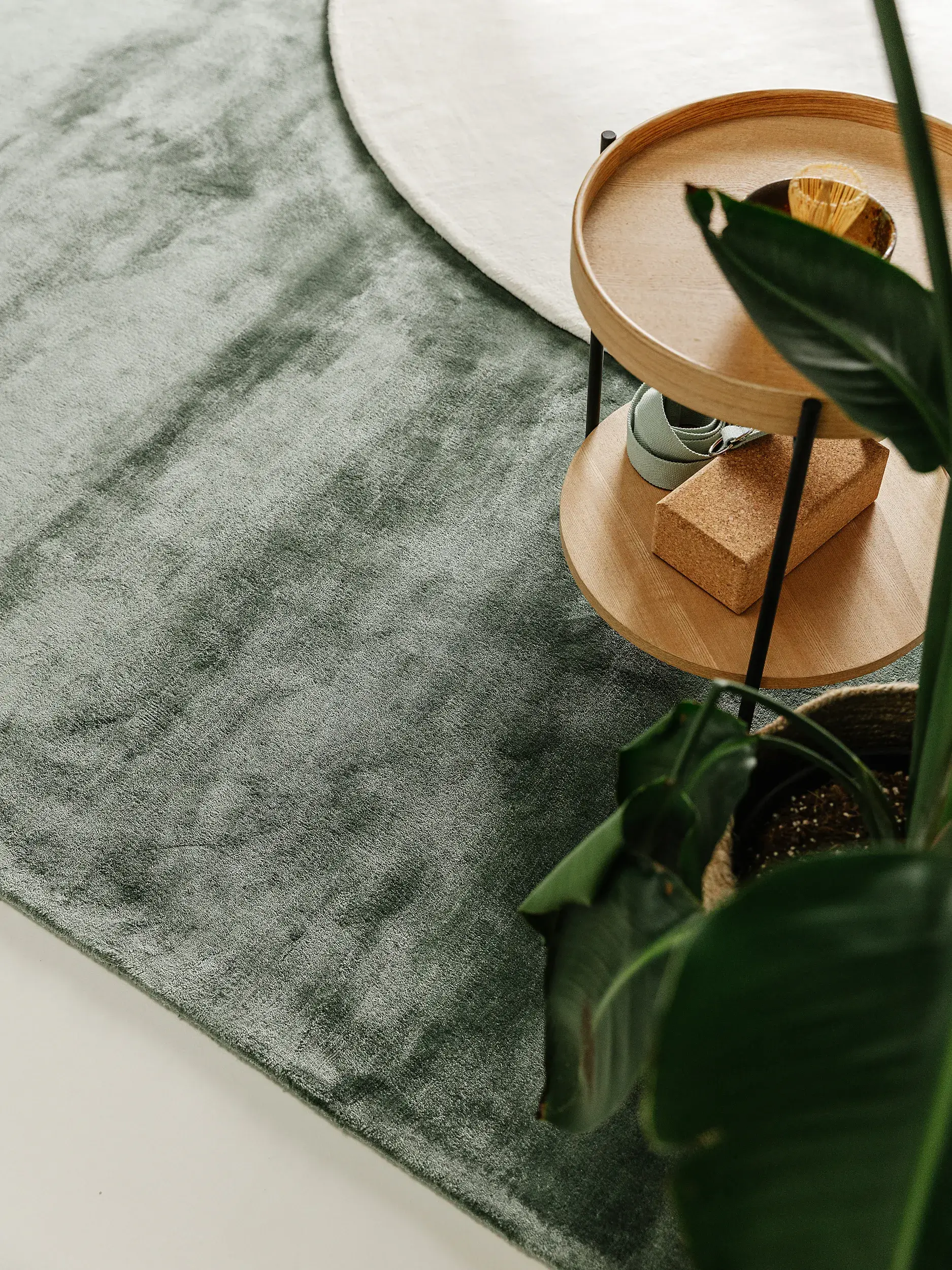 Teppich aus 100% Viskose in Grün mit 100% Viskose hohem Flor von benuta Pure