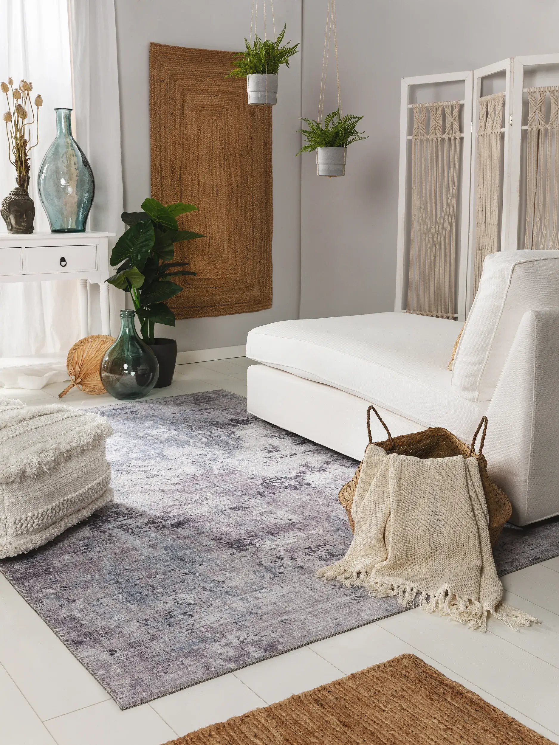 Teppich aus 100% Polyester in Grau mit 100% Polyester hohem Flor von benuta Pop