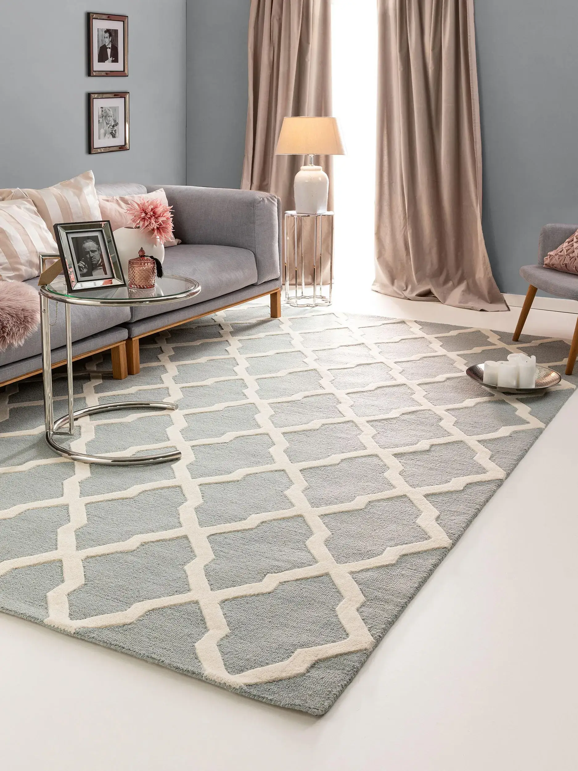 Teppich Windsor aus 100% Wolle in Blau von benuta Pure