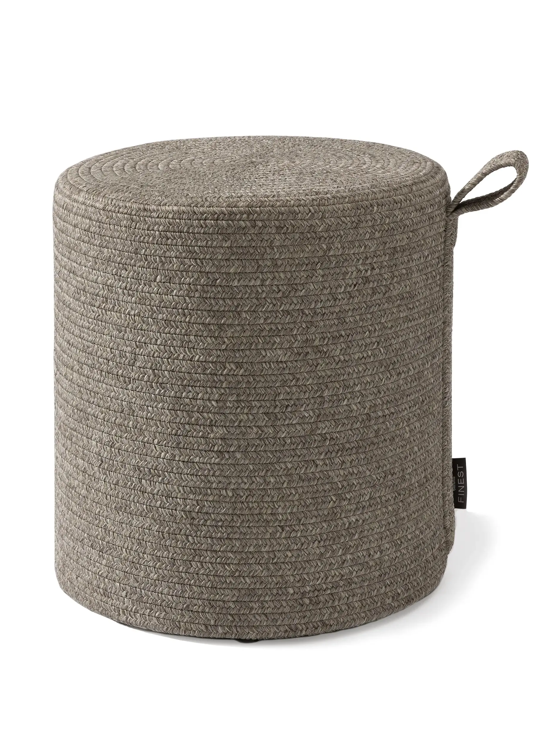 Puf de interior y exterior Noe Gris/Taupe con diseño de Sólido en 100% Polipropileno de benuta Finest