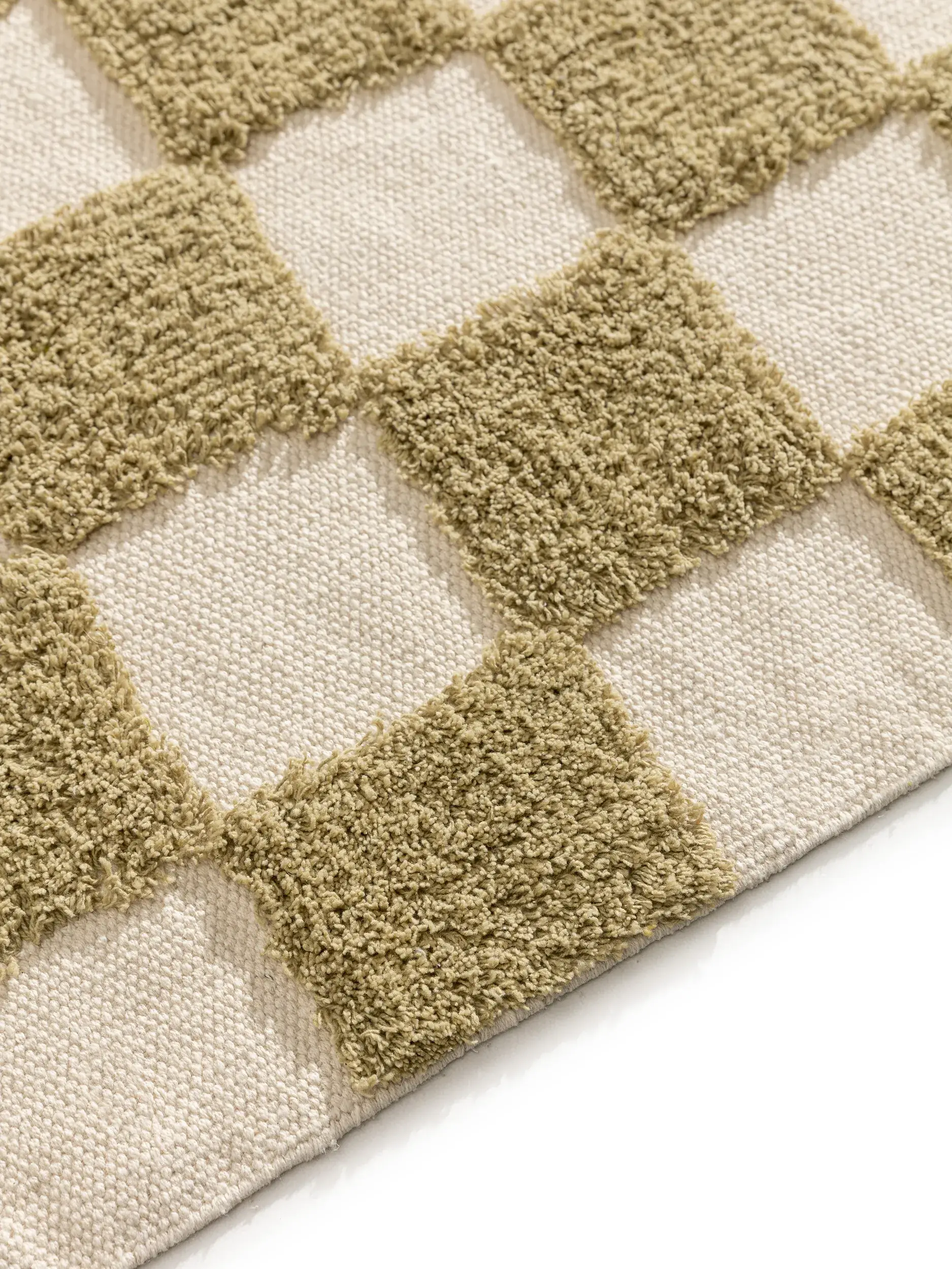 Teppich aus 100% Baumwolle in Grün mit 100% Baumwolle hohem Flor von Lytte
