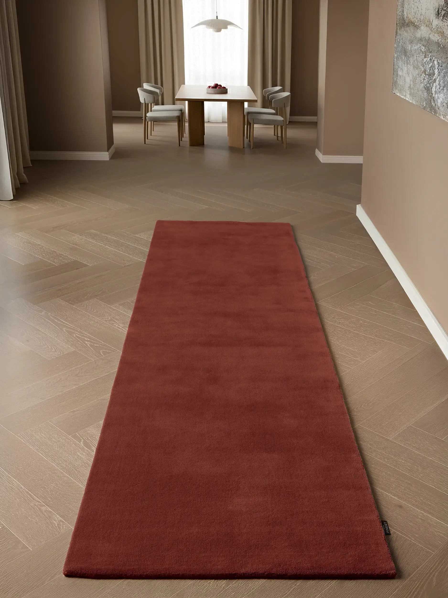 Teppich Mono aus 100% Wolle (aus Neuseeland) in Rot von benuta Finest