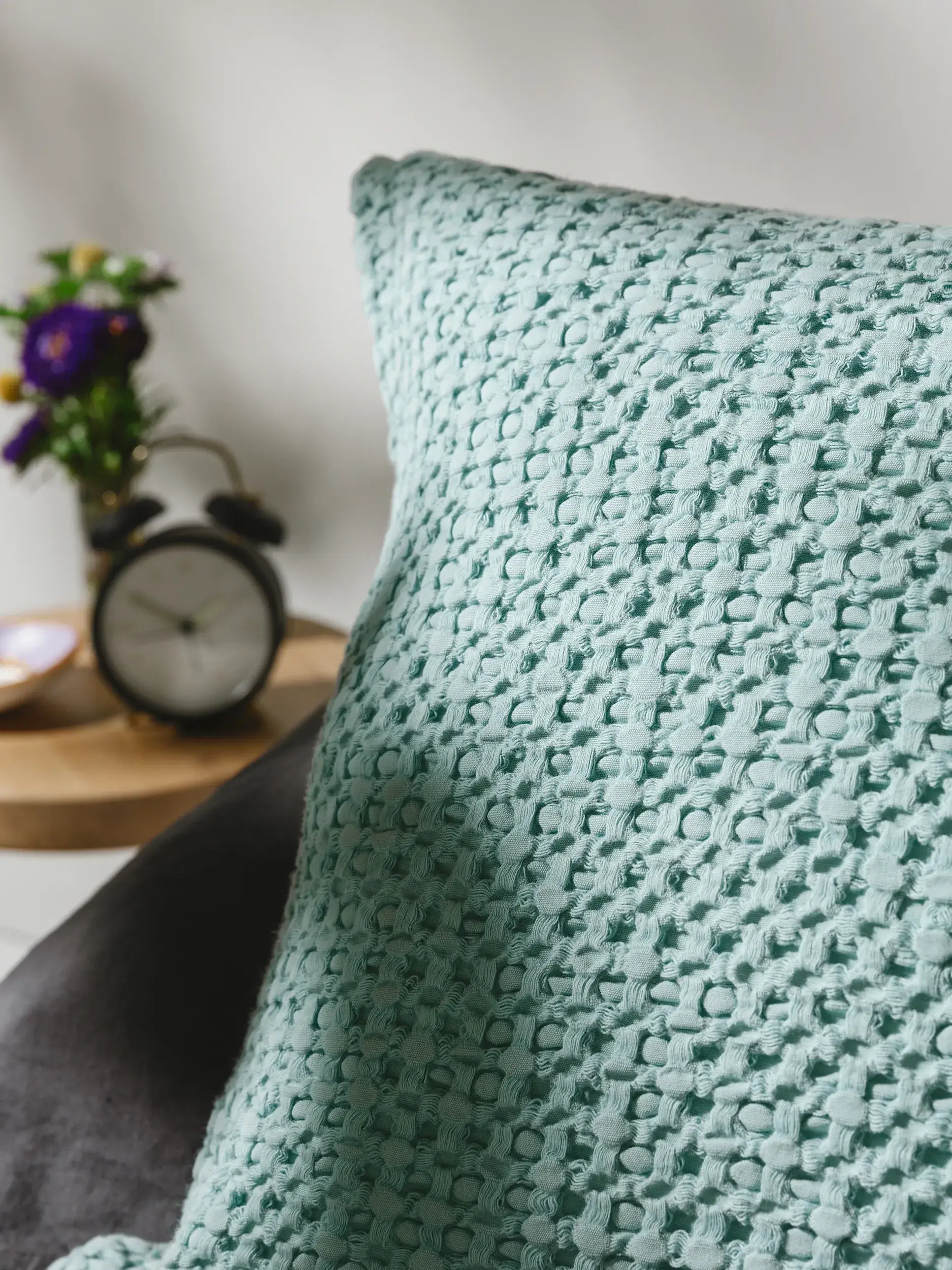 Funda de almohada Cloe Turquesa con diseño de Sólido en 100% Algodón de benuta POP
