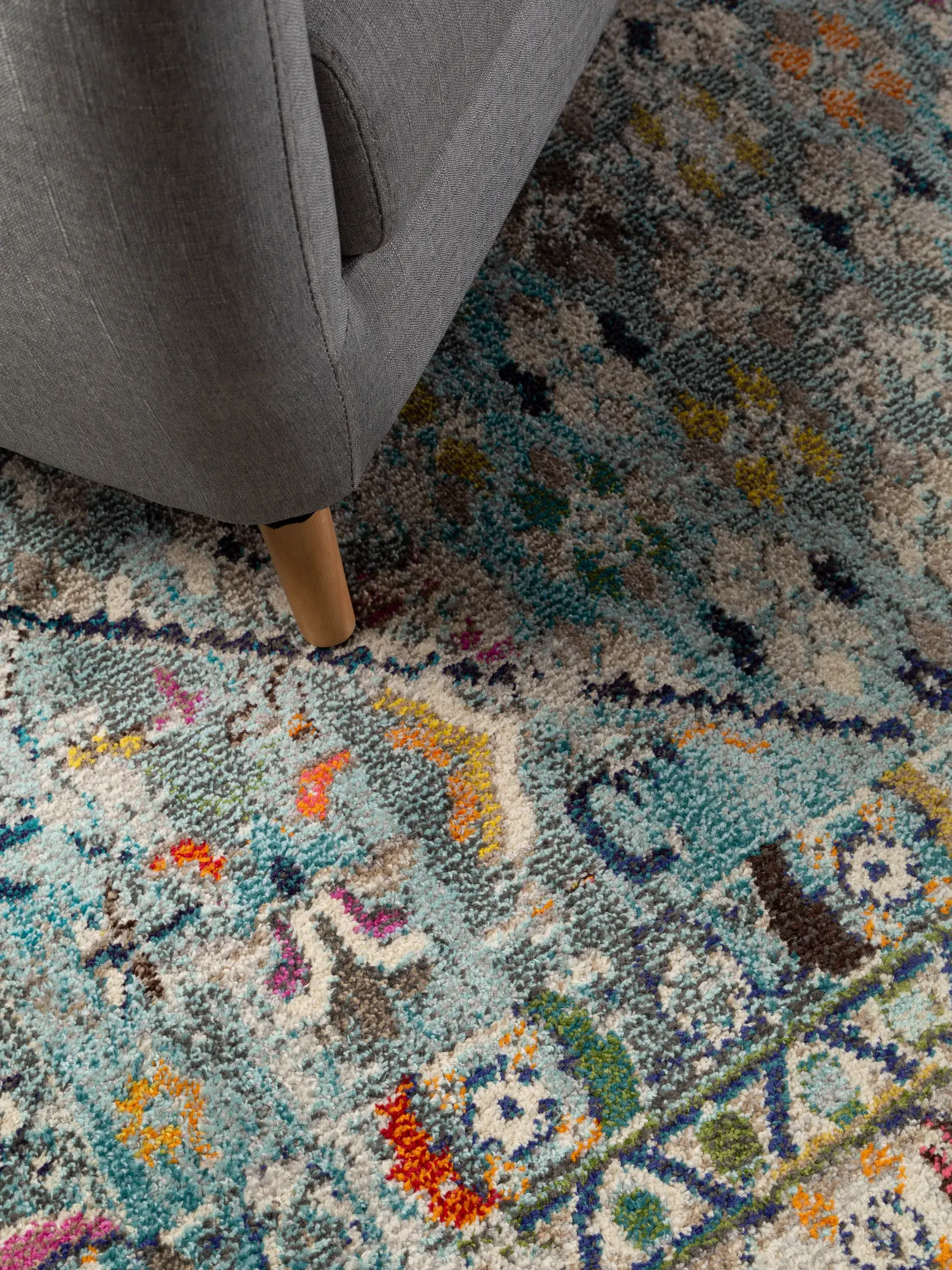 Teppich aus 100% Polypropylen in Blau mit 100% Polypropylen hohem Flor von benuta Nest