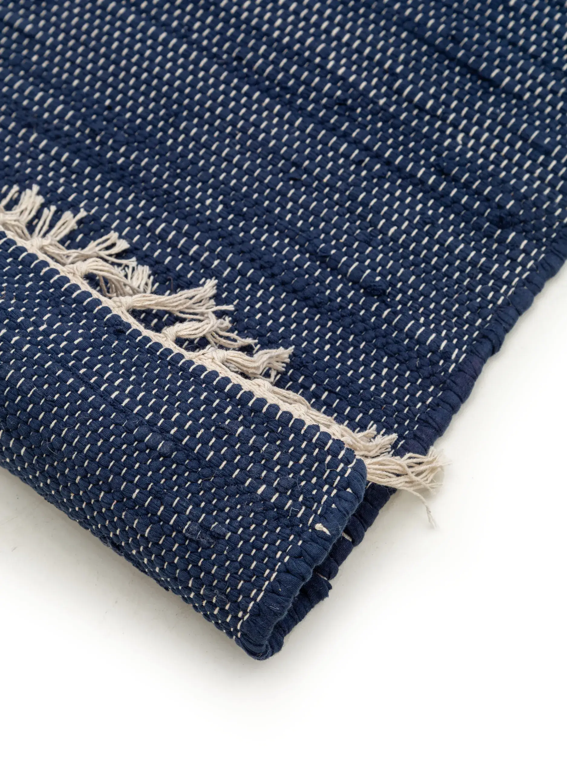 Teppich aus 100% Recycelte Baumwolle in Blau mit 100% Recycelte Baumwolle hohem Flor von benuta Basic