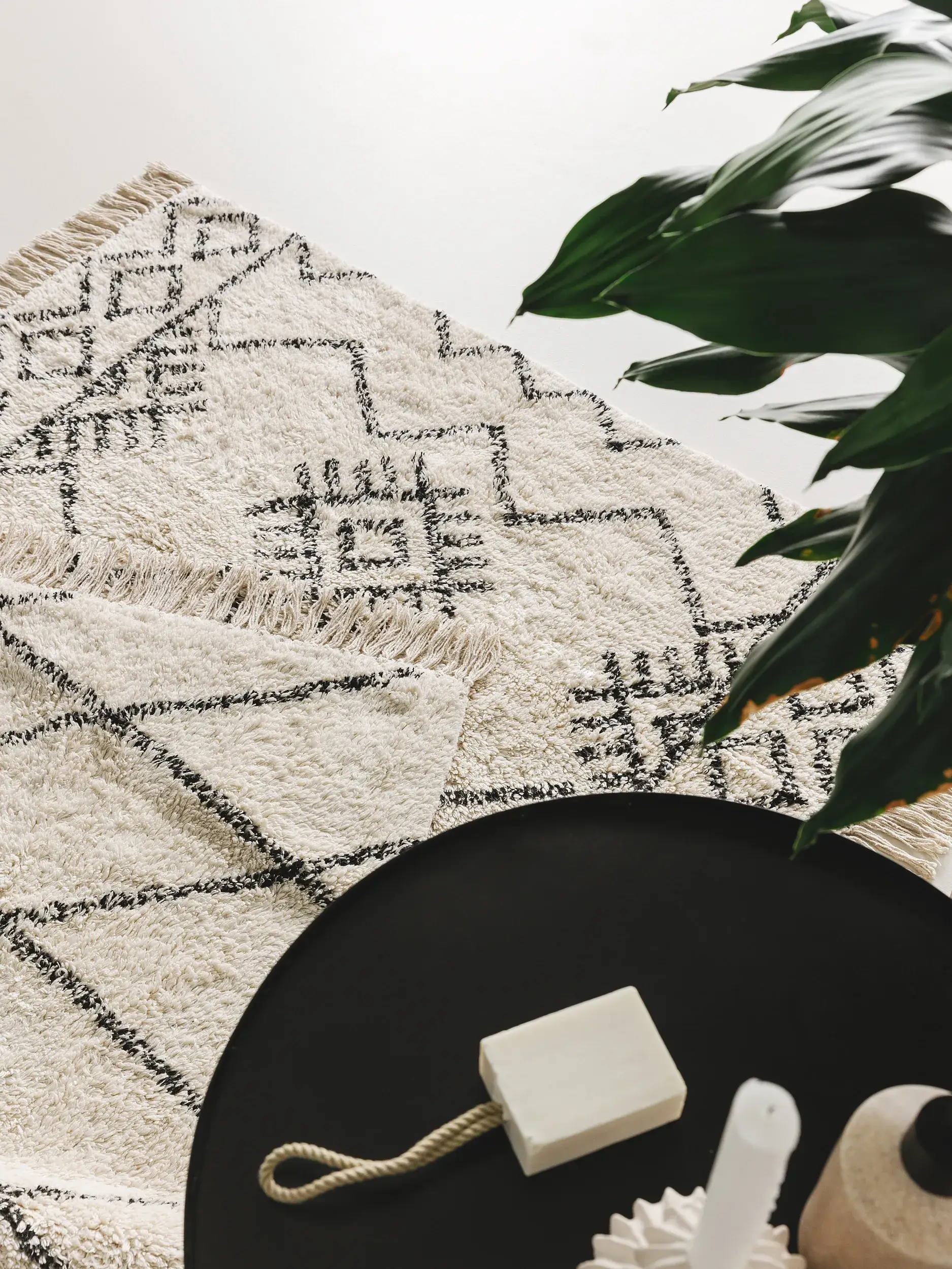 Badematte Naomi Cream im Design Geometrisch aus 100% Baumwolle von benuta Nest