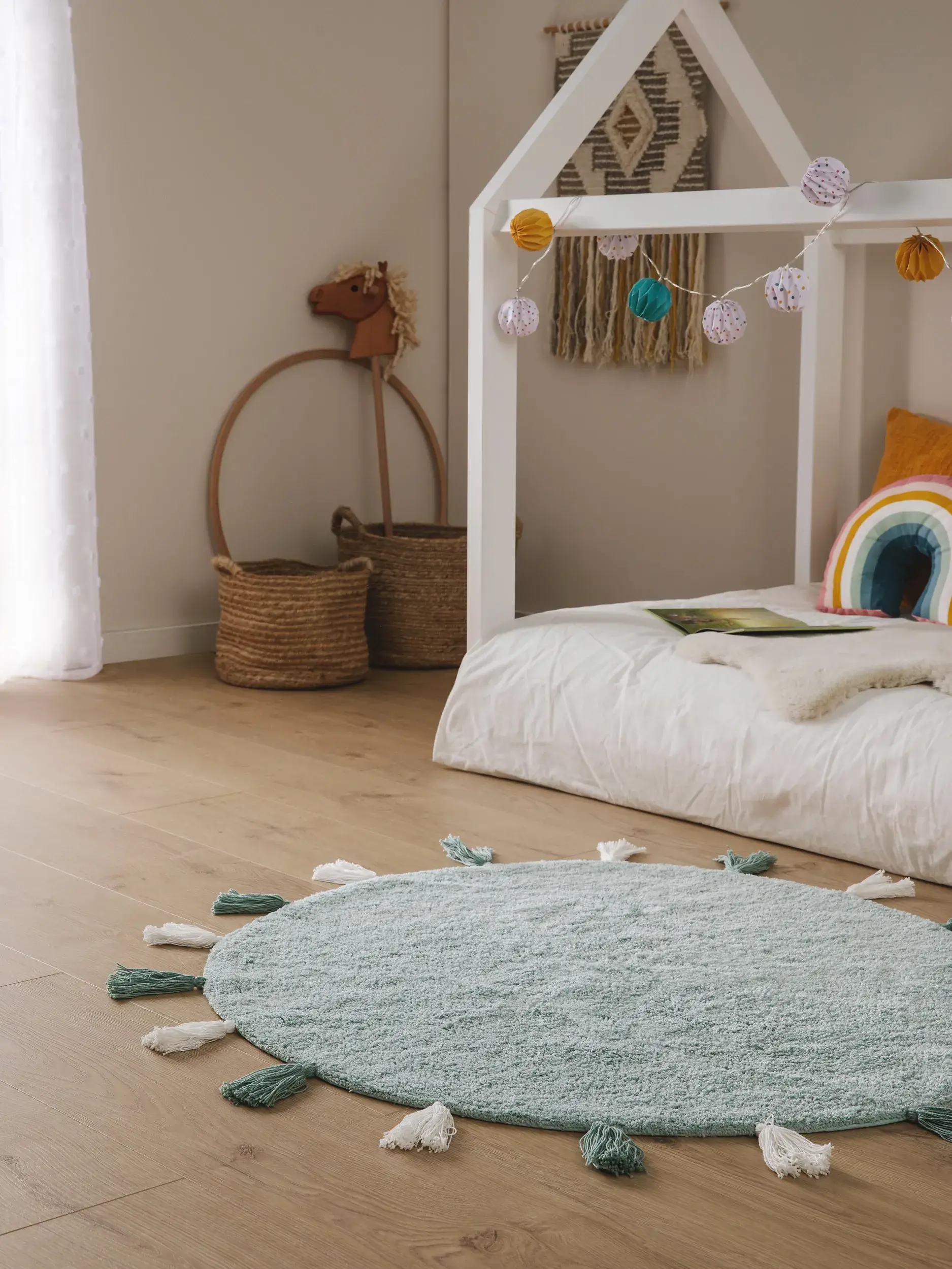 Rug made of 100% Baumwolle in Grün with a 100% Baumwolle high pile by Lytte