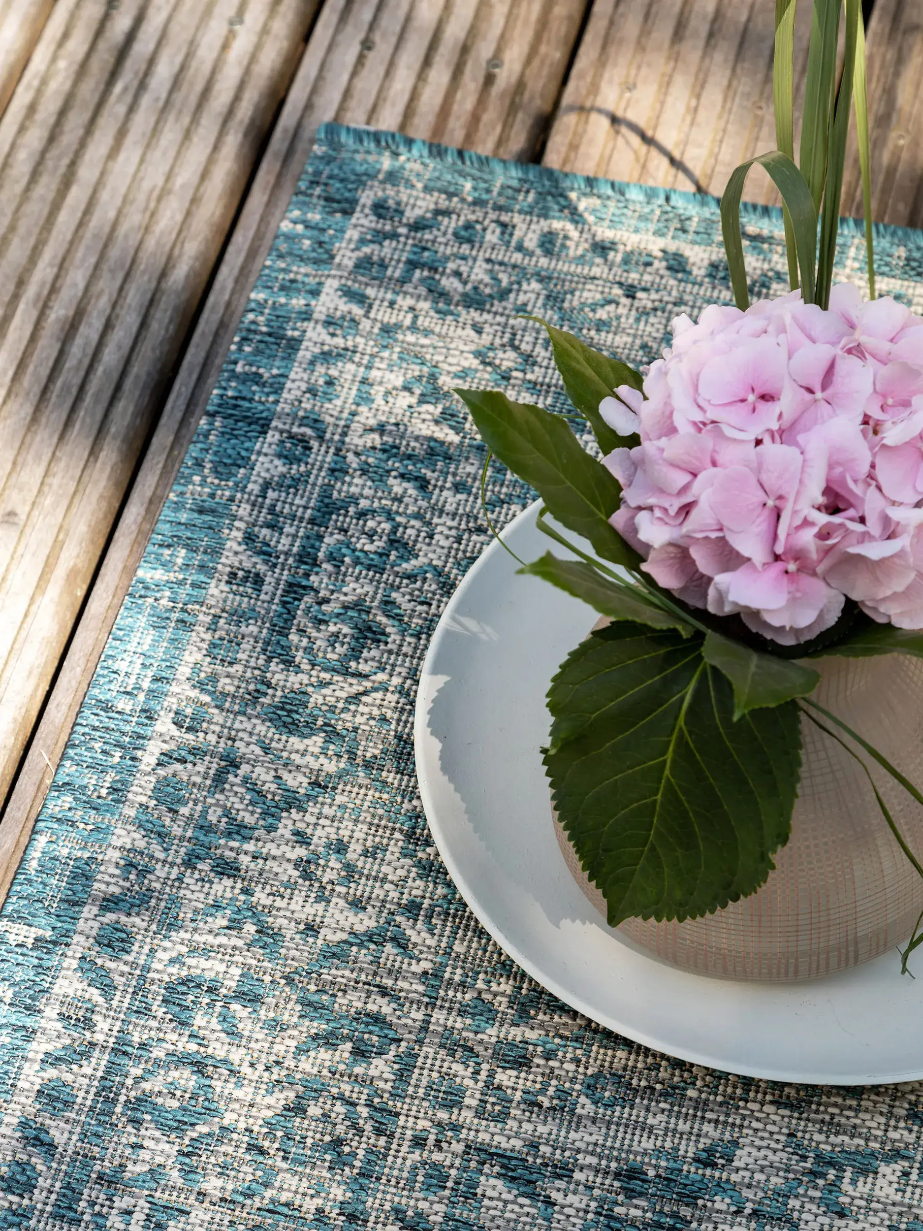 Teppich aus 100% Polypropylen in Blau mit 100% Polypropylen hohem Flor von benuta Nest