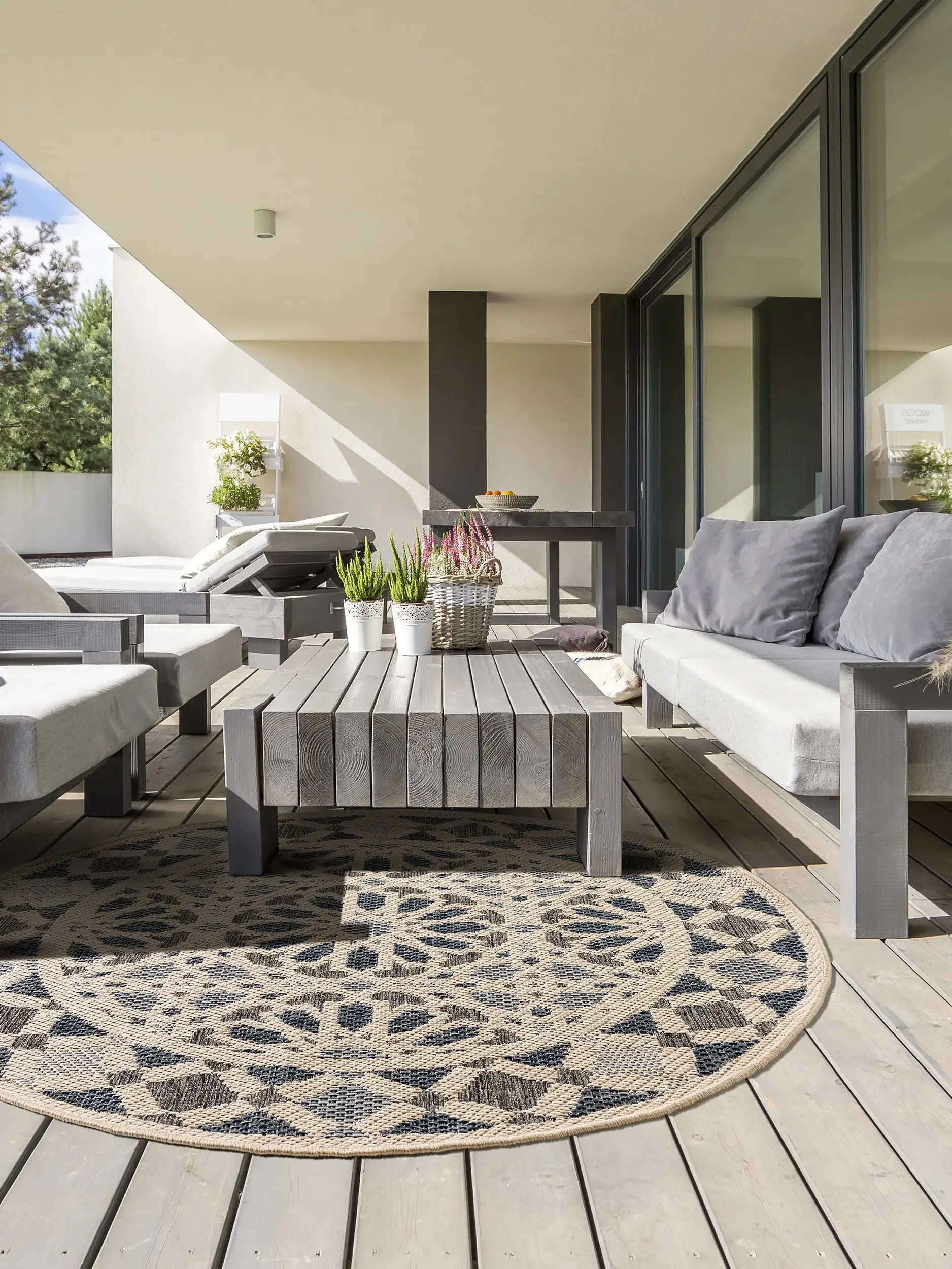 Teppich aus 100% Polypropylen in Beige mit 100% Polypropylen hohem Flor von benuta Nest