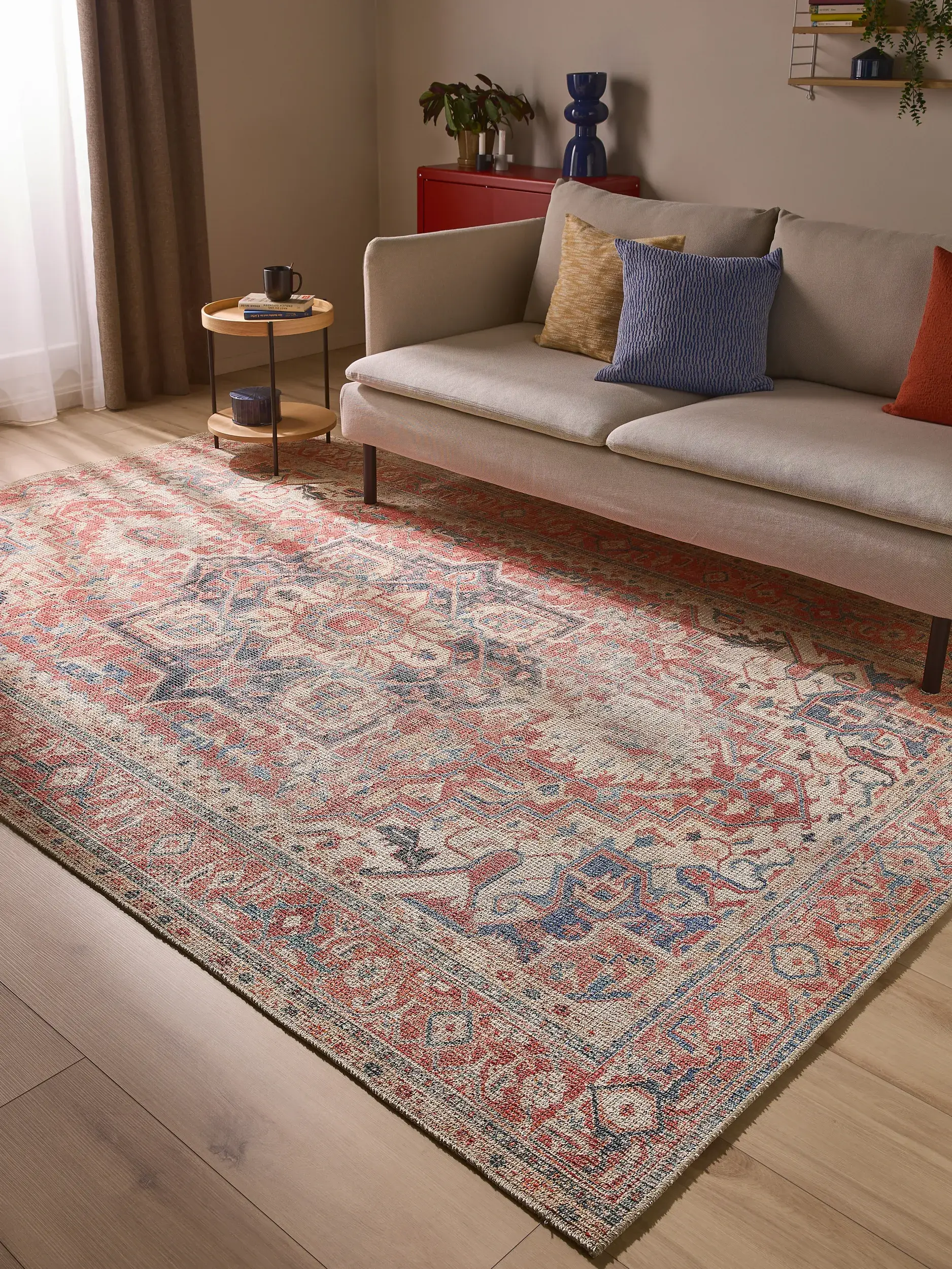 Teppich aus 50% Polyester, 50% Polycotton in Rot mit 50% Polyester, 50% Polycotton hohem Flor von benuta Nest