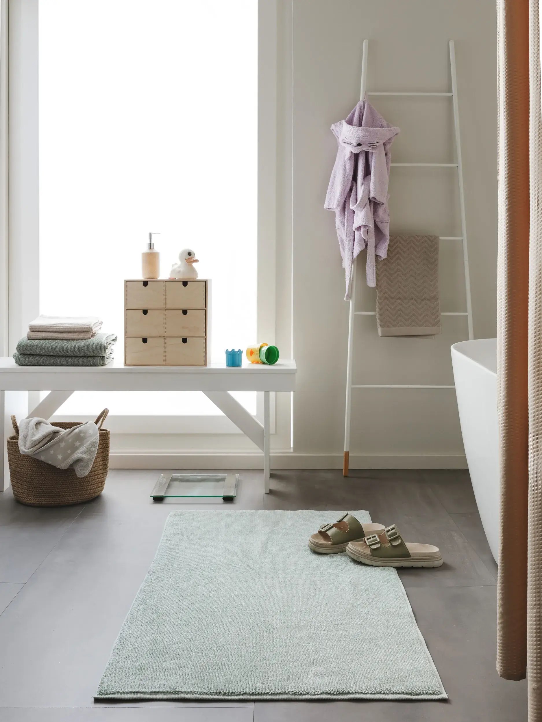 Badematte Ole Mint im Design Einfarbig aus 100% Baumwolle von benuta Nest
