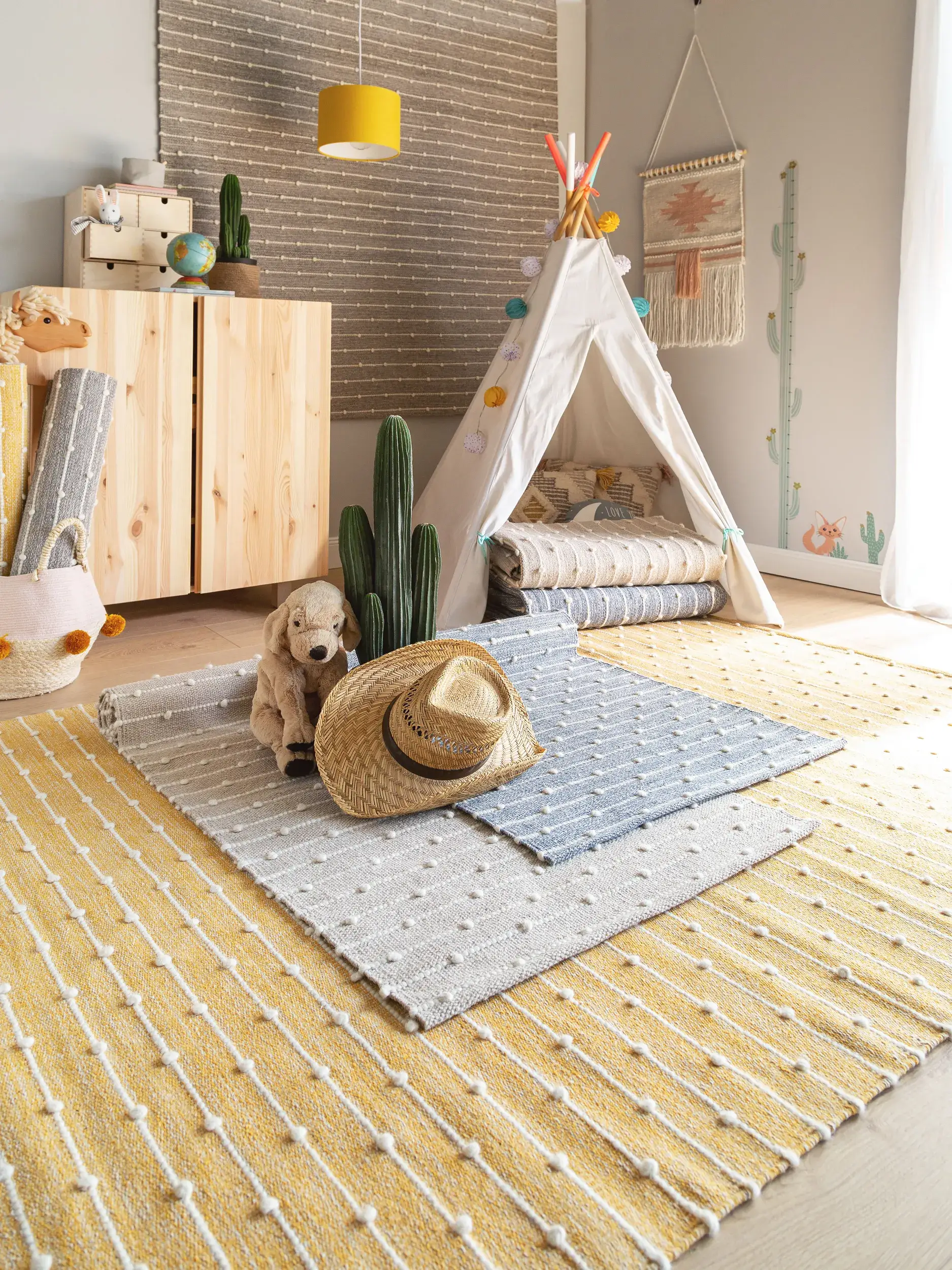 Alfombra de 80% Algodón, 20% Lana en Amarillo con un pelo de {{Placeholder_Pile Height}} de altura de Lytte