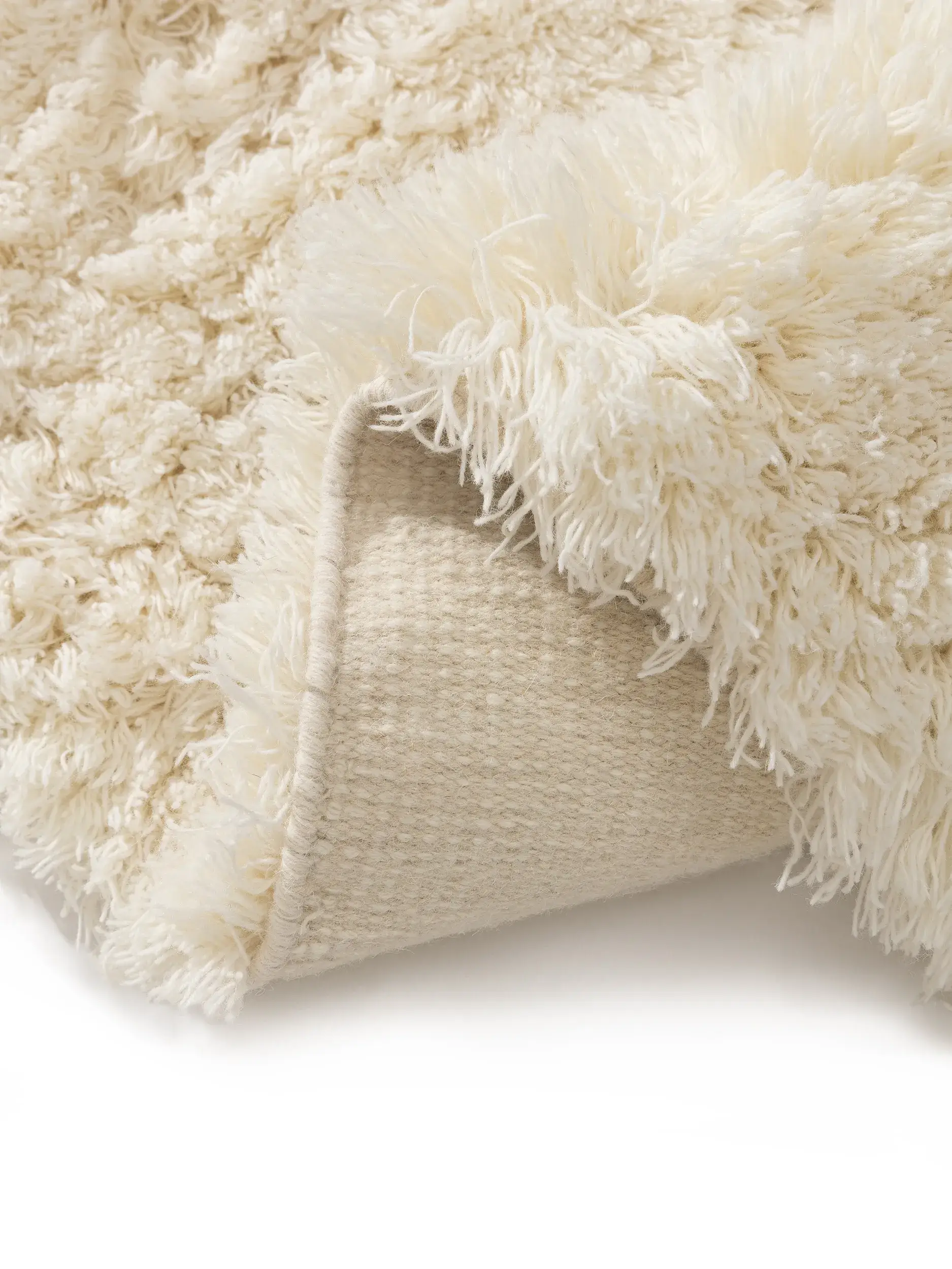 Matta av 100% Ull i Beige med 100% Ull hög lugg från benuta pure