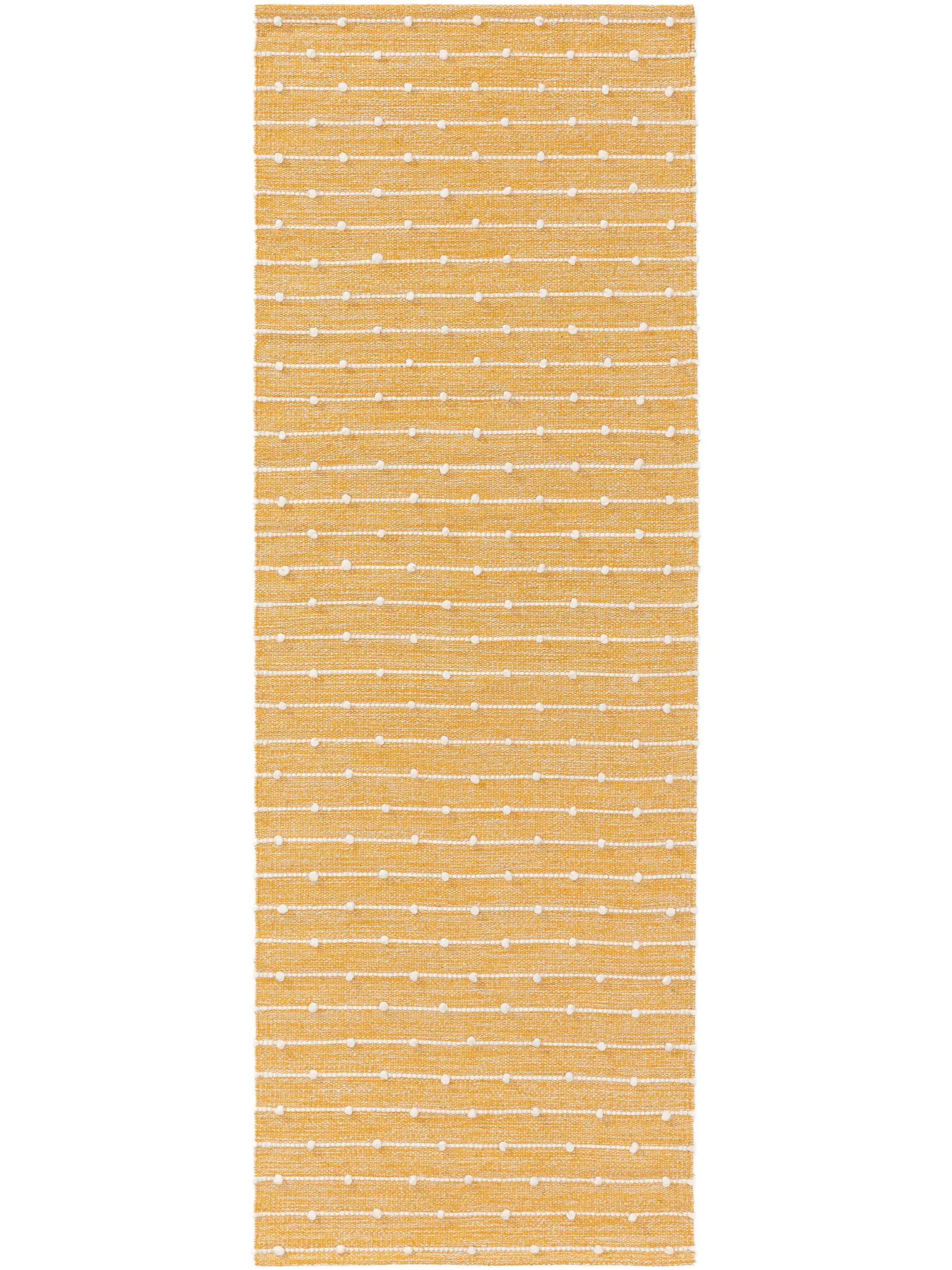 Teppich aus 80% Baumwolle, 20% Wolle in Gelb mit 80% Baumwolle, 20% Wolle hohem Flor von Lytte