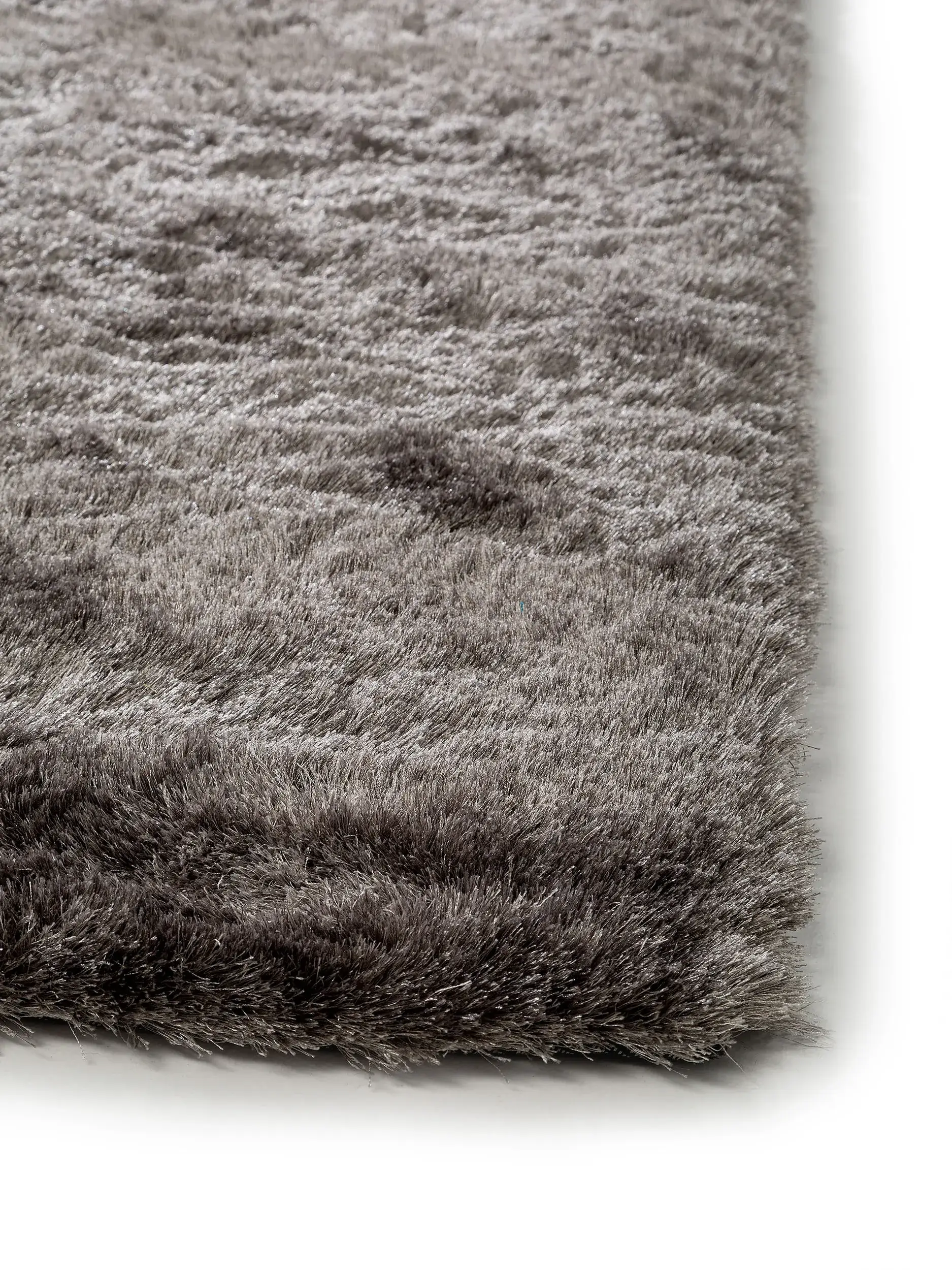 Teppich aus 100% Polyester in Grau mit 100% Polyester hohem Flor von benuta Nest