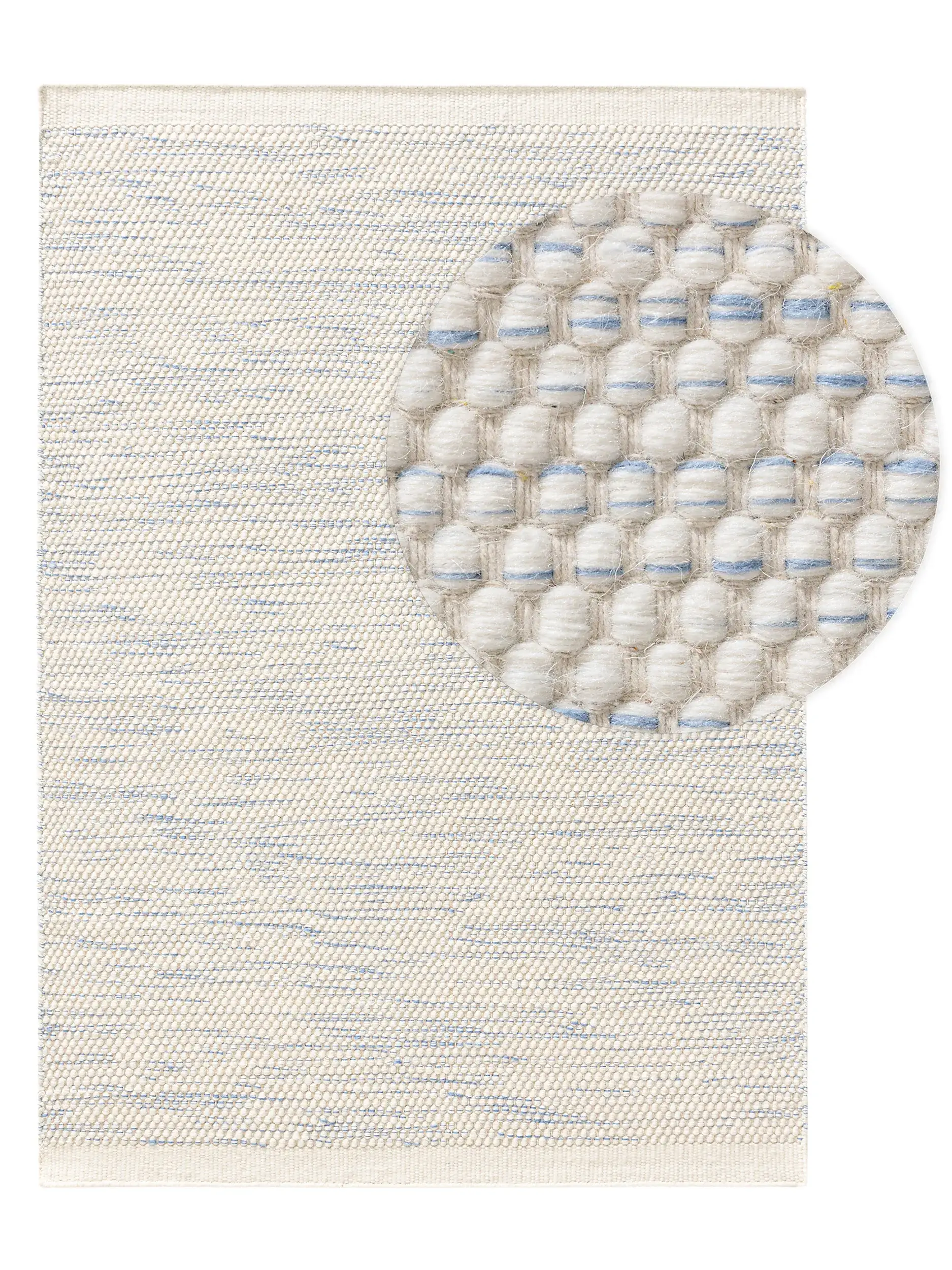 Teppich aus 100% Wolle (aus Neuseeland) in Blau mit 100% Wolle (aus Neuseeland) hohem Flor von Lytte